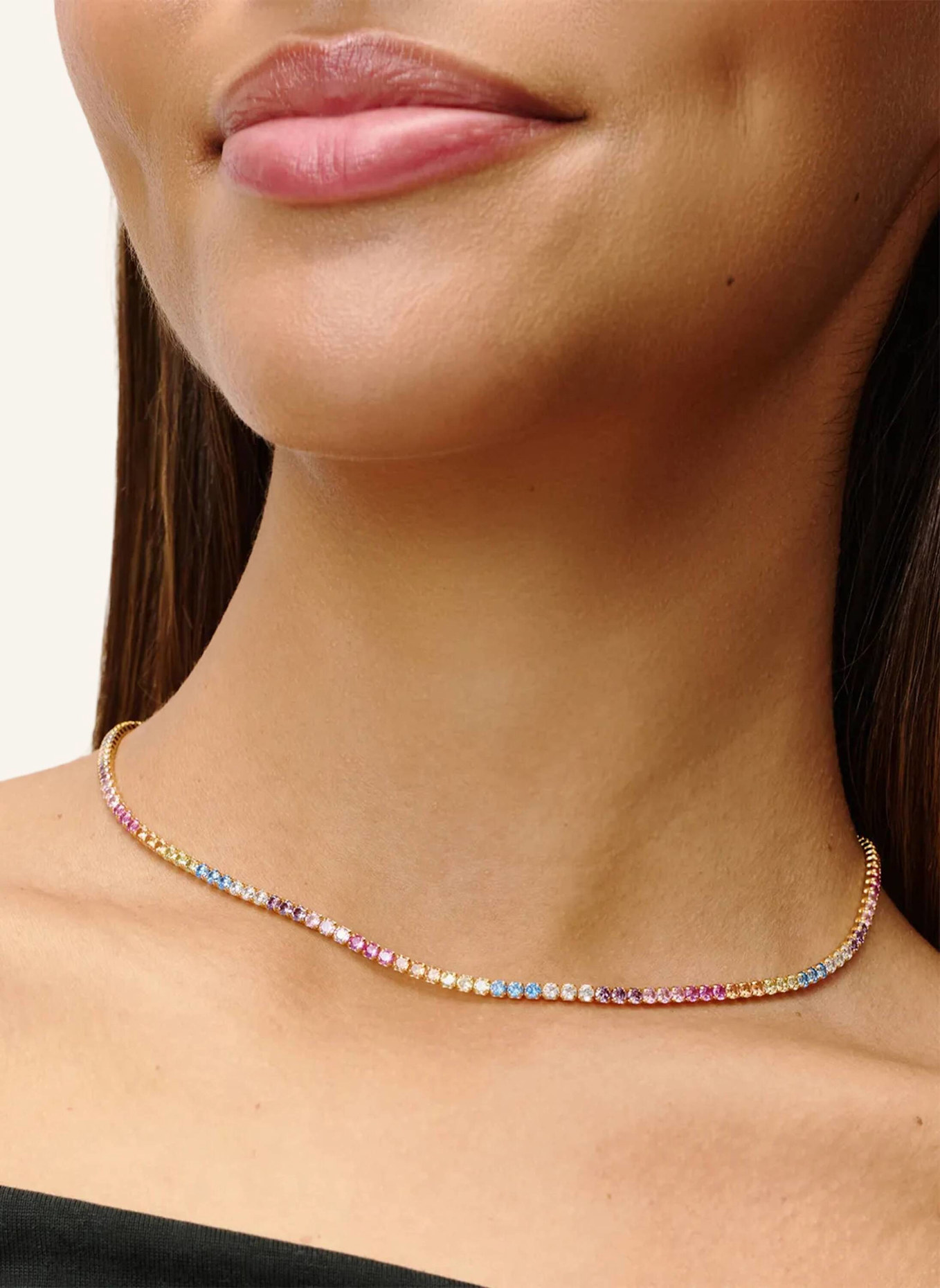 OHH LUILU Kette TENNIS CHOKER PASTEL RAINBOW by GLAMBOU: GOLD
