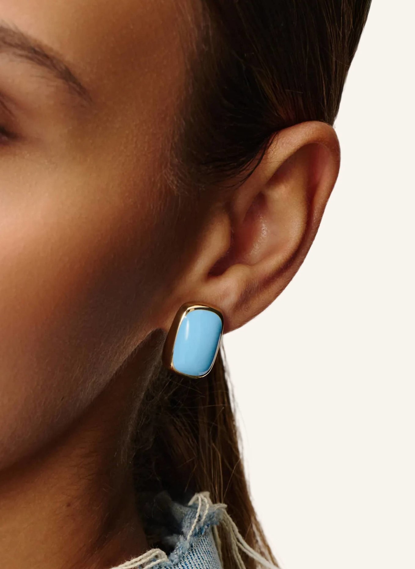 Pompidou Ohrstecker PUFFY ELIA LIGHT BLUE MINI by GLAMBOU: GOLD