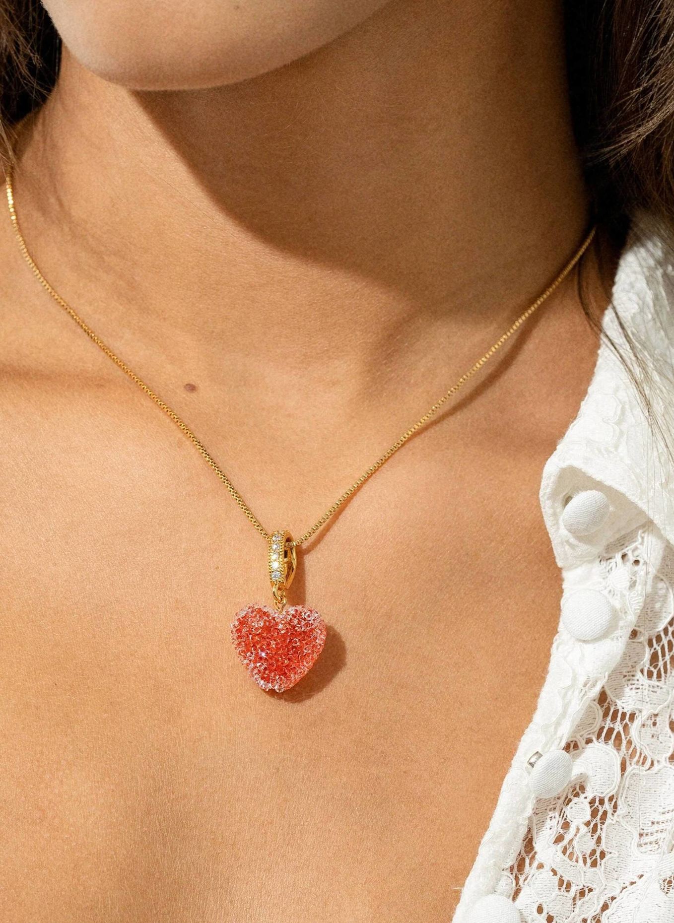 CRYSTAL HAZE Anhänger JELLY HEART ROUGE PAVE by GLAMBOU: SILBER