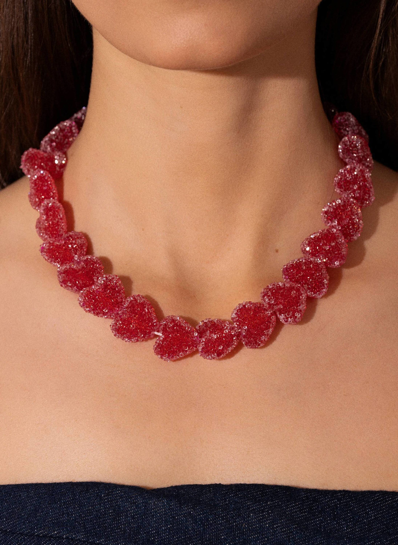 CRYSTAL HAZE Halsketten JELLY HEART ROUGE by GLAMBOU: GOLD