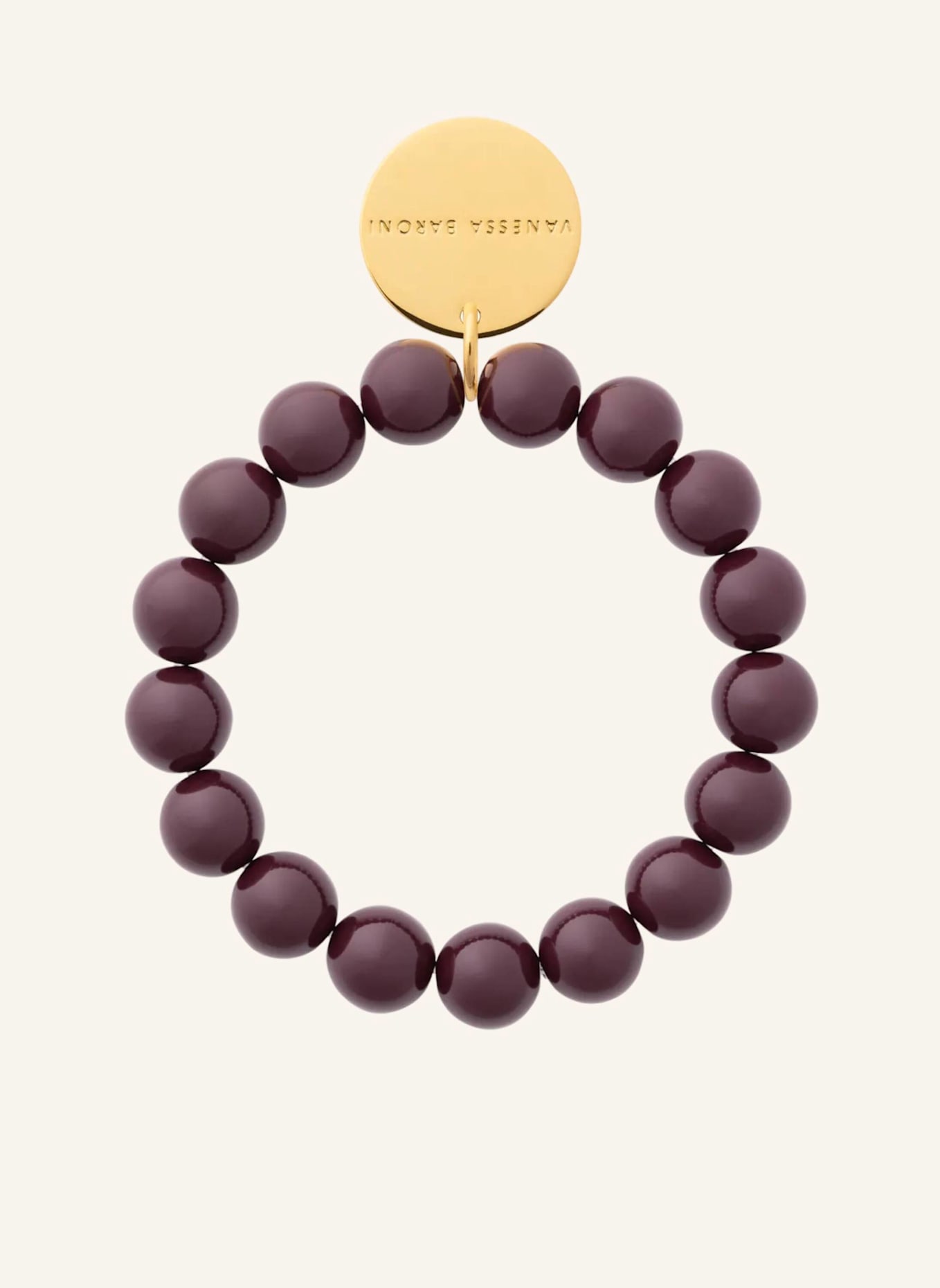 VANESSA BARONI Armbänder MINI BEADS FLEX BRACELET AUBERGINE by GLAMBOU: GOLD
