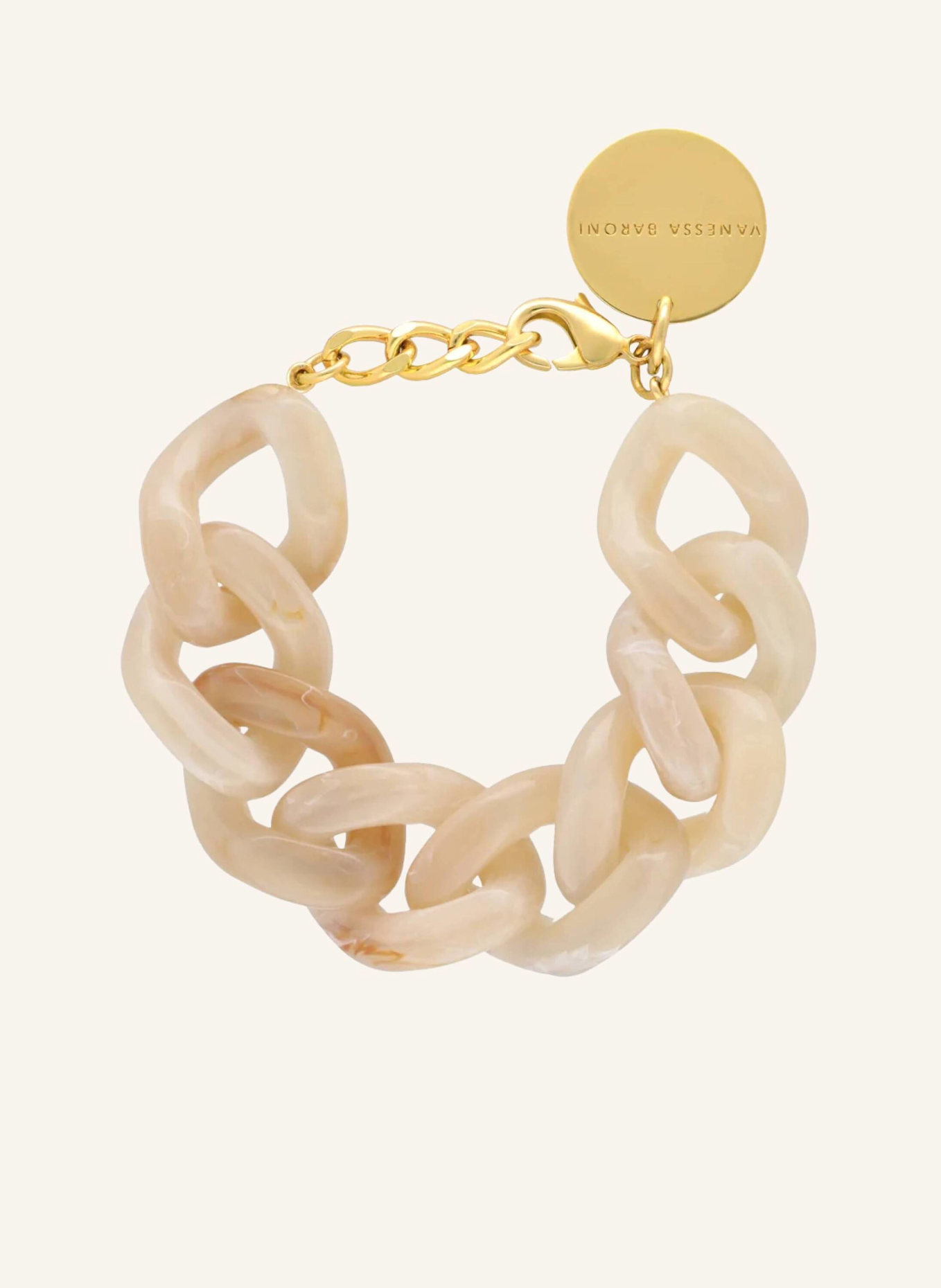 VANESSA BARONI Armbänder FLAT CHAIN BRACELET HONEY MARBLE by GLAMBOU: BEIGE