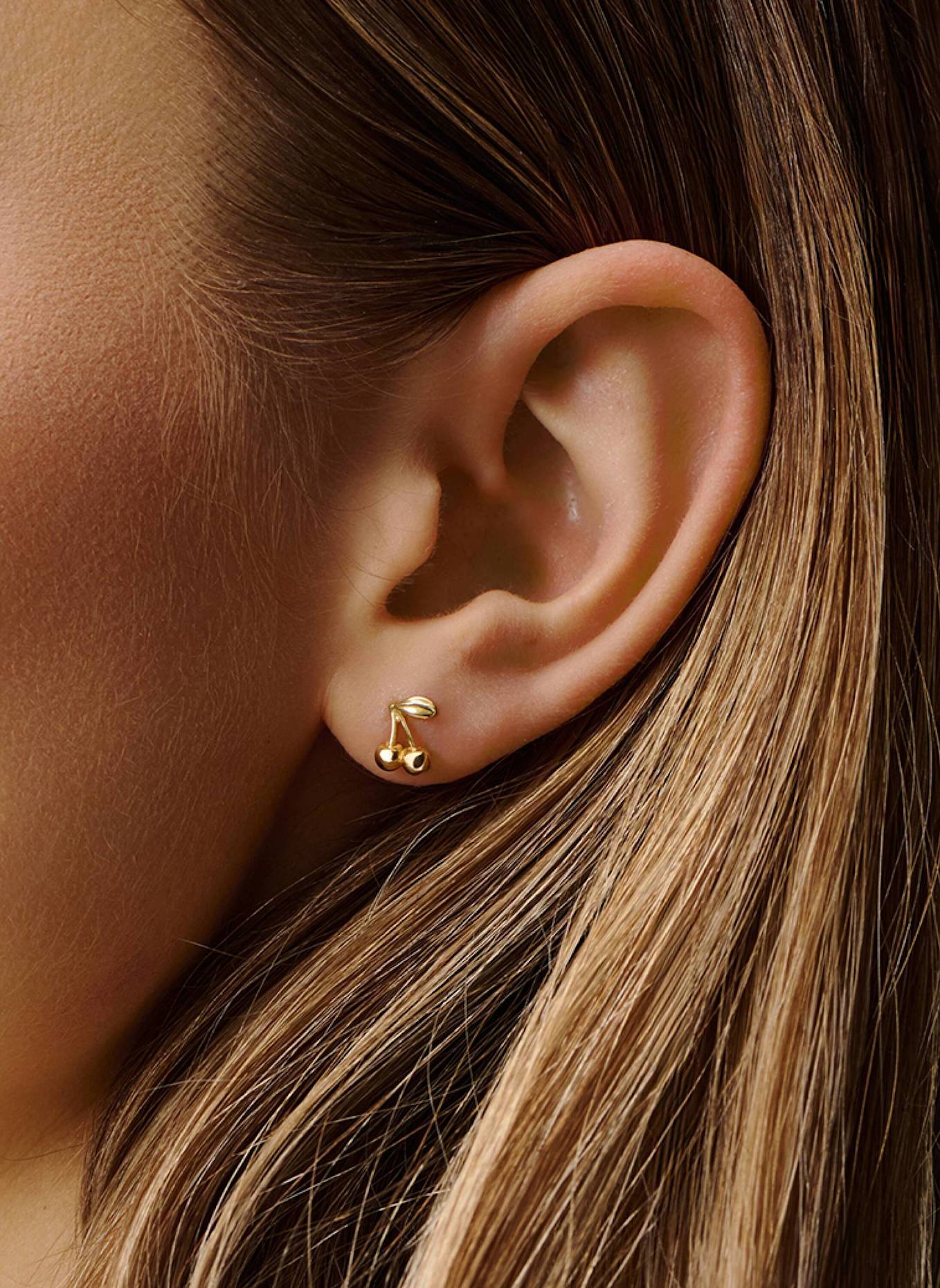 OHH LUILU Ohrstecker CHERRY STUDS by GLAMBOU: GOLD