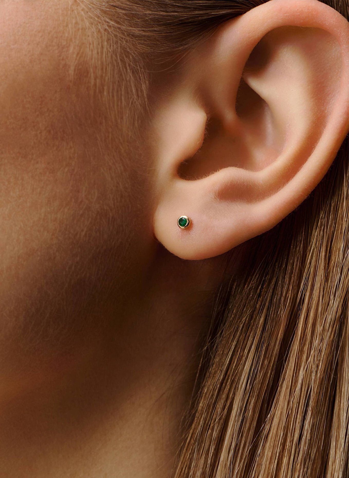 OHH LUILU Ohrstecker CRYSTAL STUDS EMERALD by GLAMBOU: GOLD