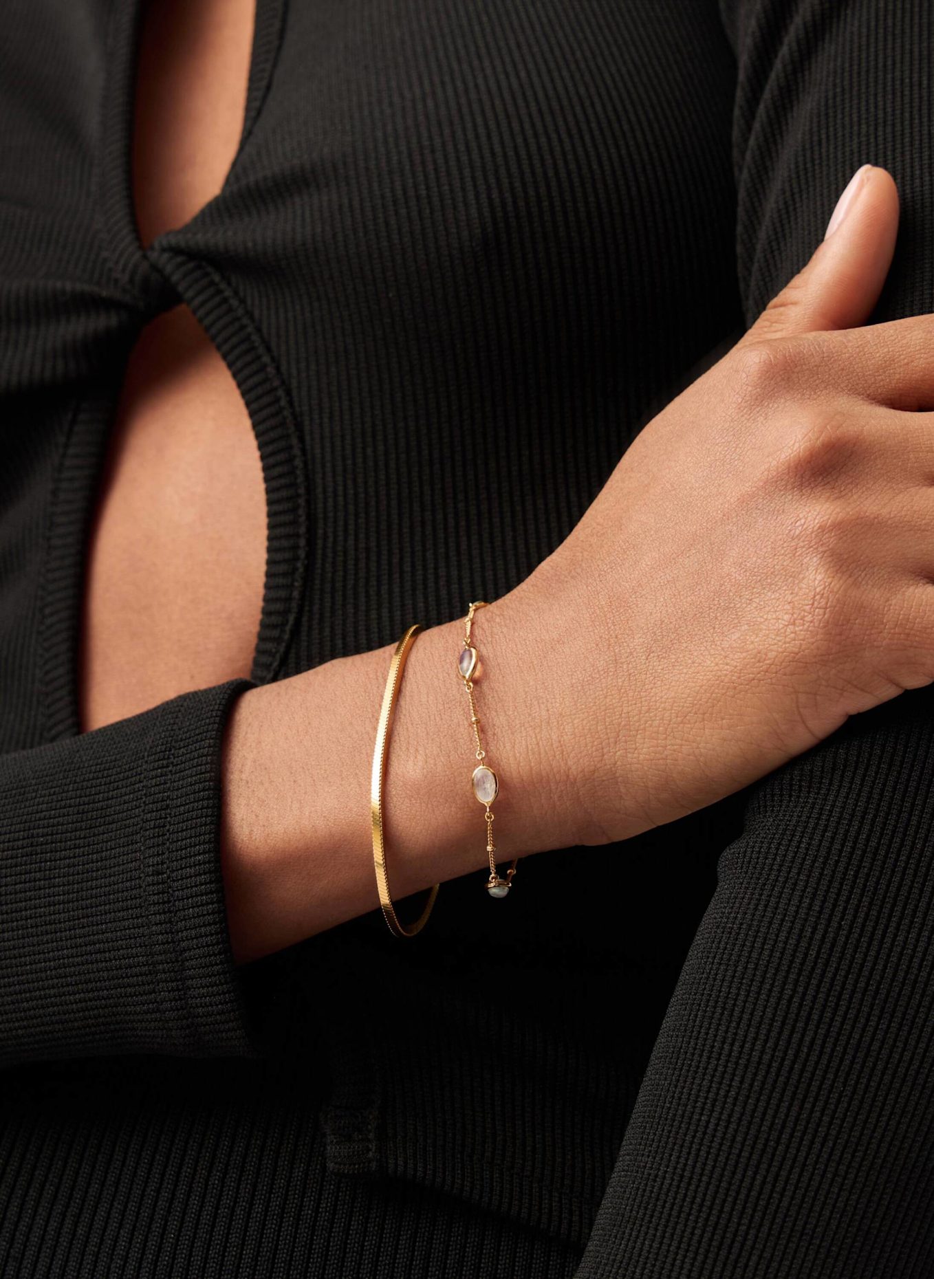 MISSOMA Armbänder MAGMA RAINBOW MOONSTONE BRACELET by GLAMBOU: GOLD