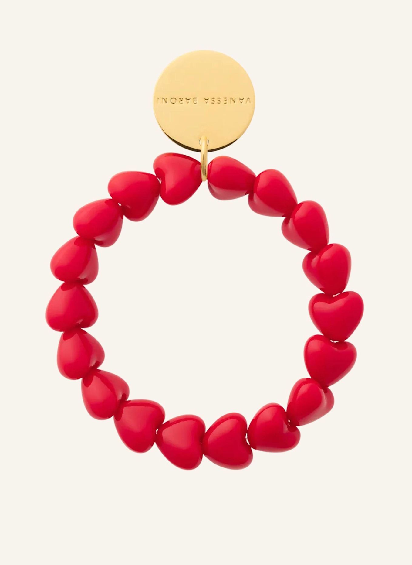 VANESSA BARONI Armbänder HEARTS BRACELET SCARLET RED by GLAMBOU: GOLD