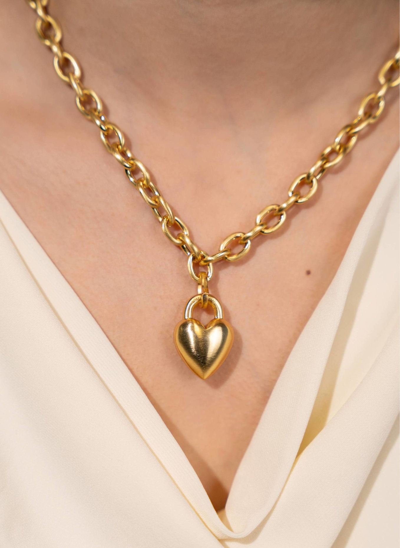 LOTT.gioielli Ketten CL NECKLACE LINK LOVE WITH HEART S GOLD by GLAMBOU: GOLD