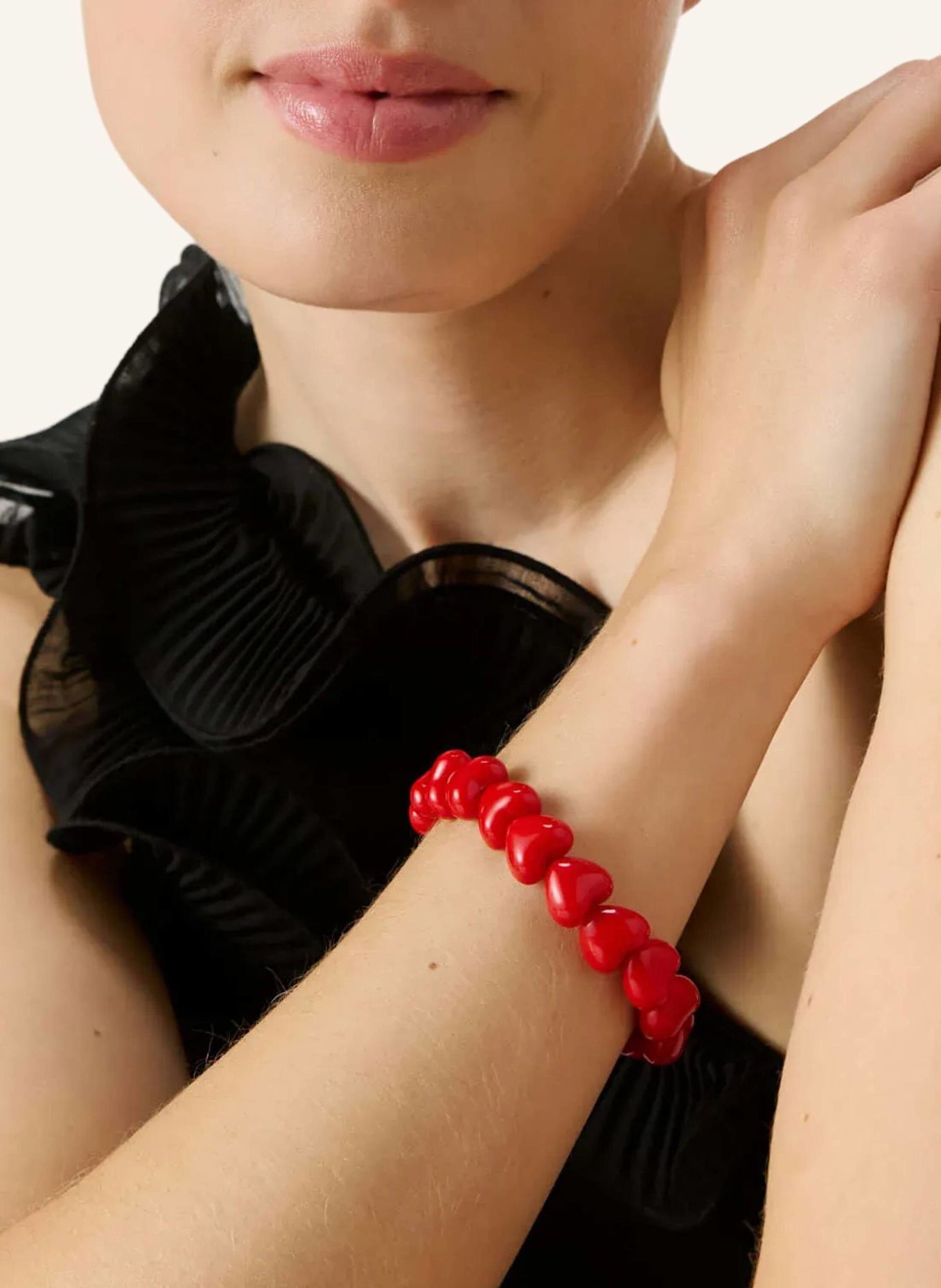VANESSA BARONI Armbänder HEARTS BRACELET SCARLET RED by GLAMBOU: GOLD