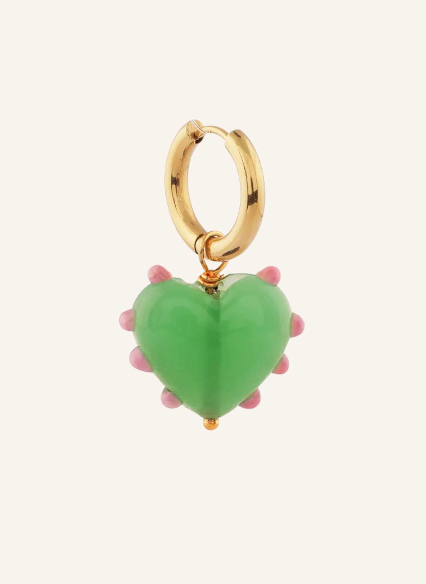 sandralexandra Creolen MILAGROS HEART SINGLE JADE GREEN by GLAMBOU: GOLD