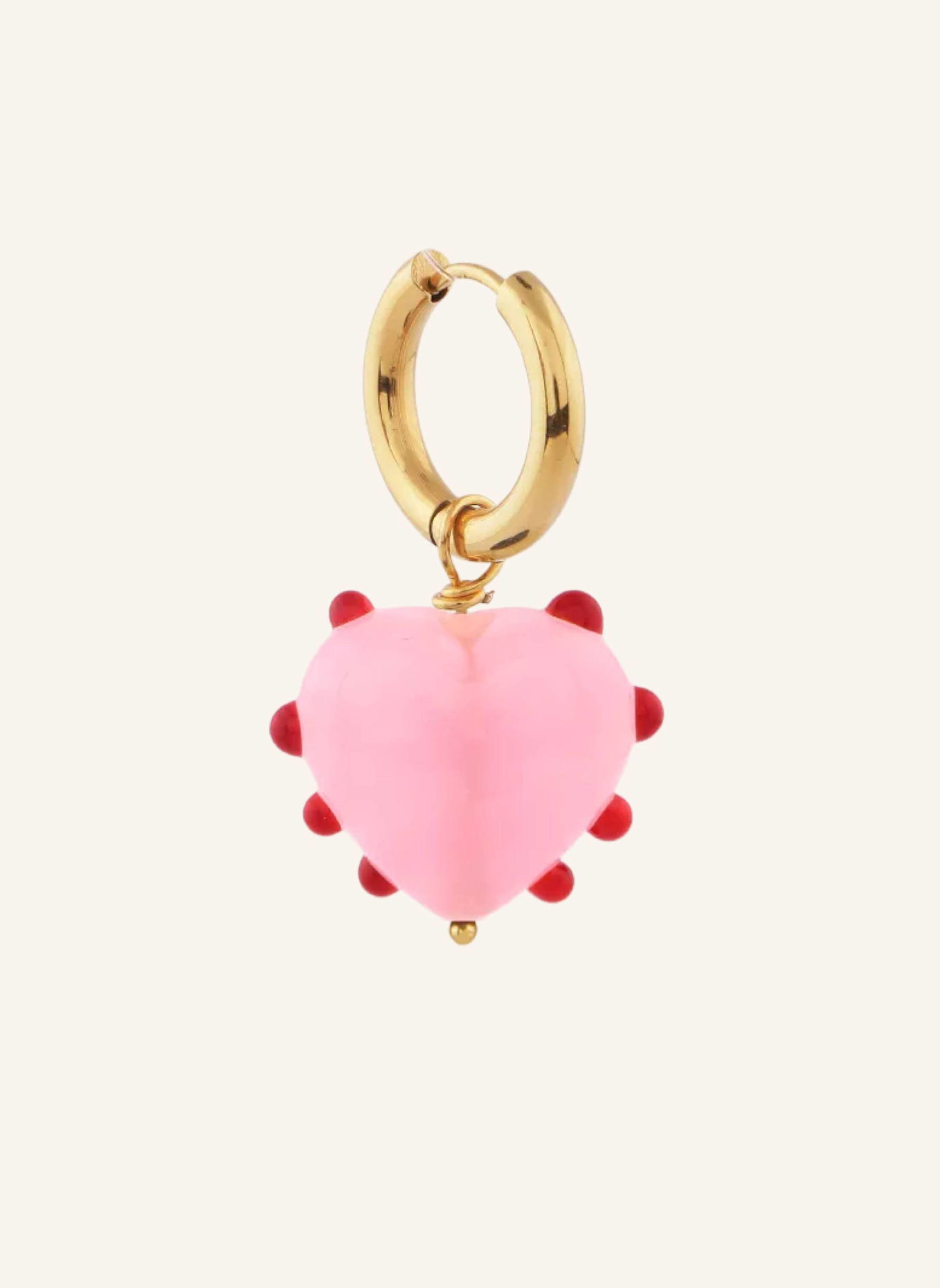 sandralexandra Creolen MILAGROS HEART SINGLE PINK by GLAMBOU: GOLD