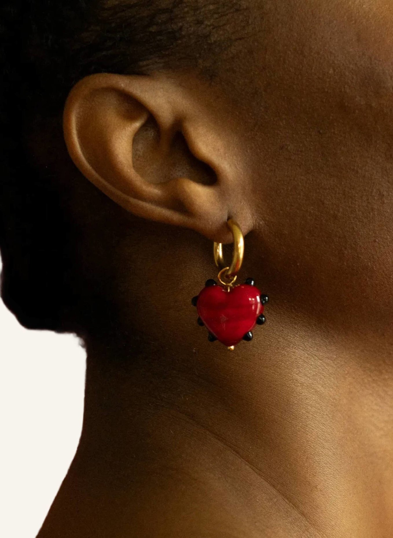 sandralexandra Creolen MILAGROS HEART SINGLE RED by GLAMBOU: GOLD