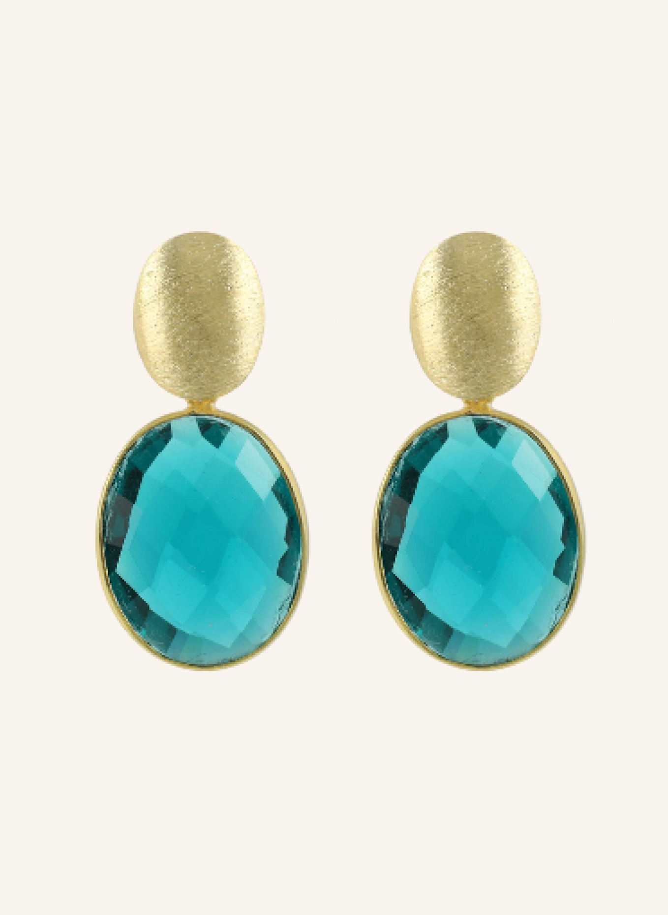LOTT.gioielli Ohrhänger GIORGIA FRAMED OVAL S TEAL BLUE by GLAMBOU: GOLD