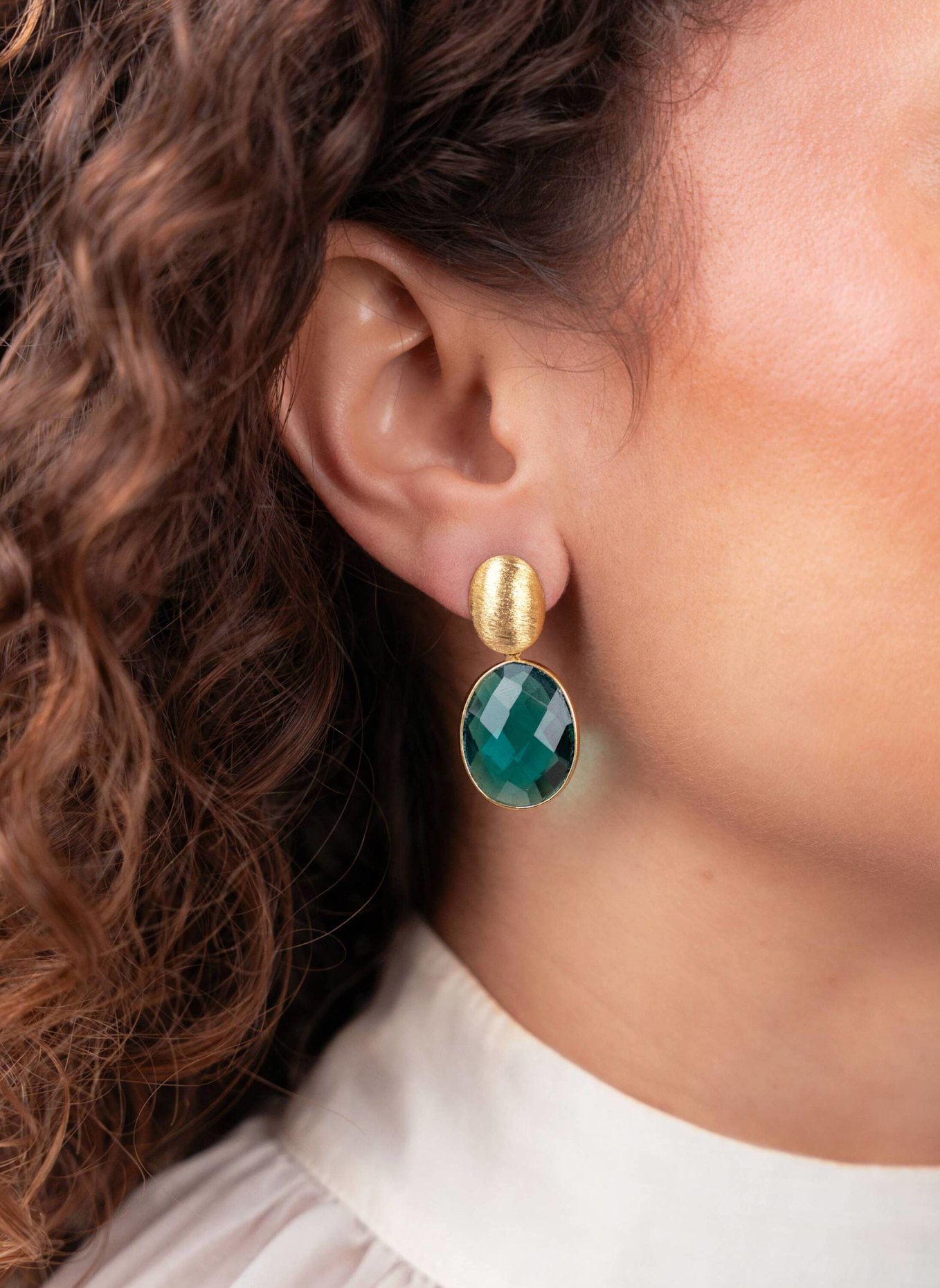 LOTT.gioielli Ohrhänger GIORGIA FRAMED OVAL S TEAL BLUE by GLAMBOU: GOLD