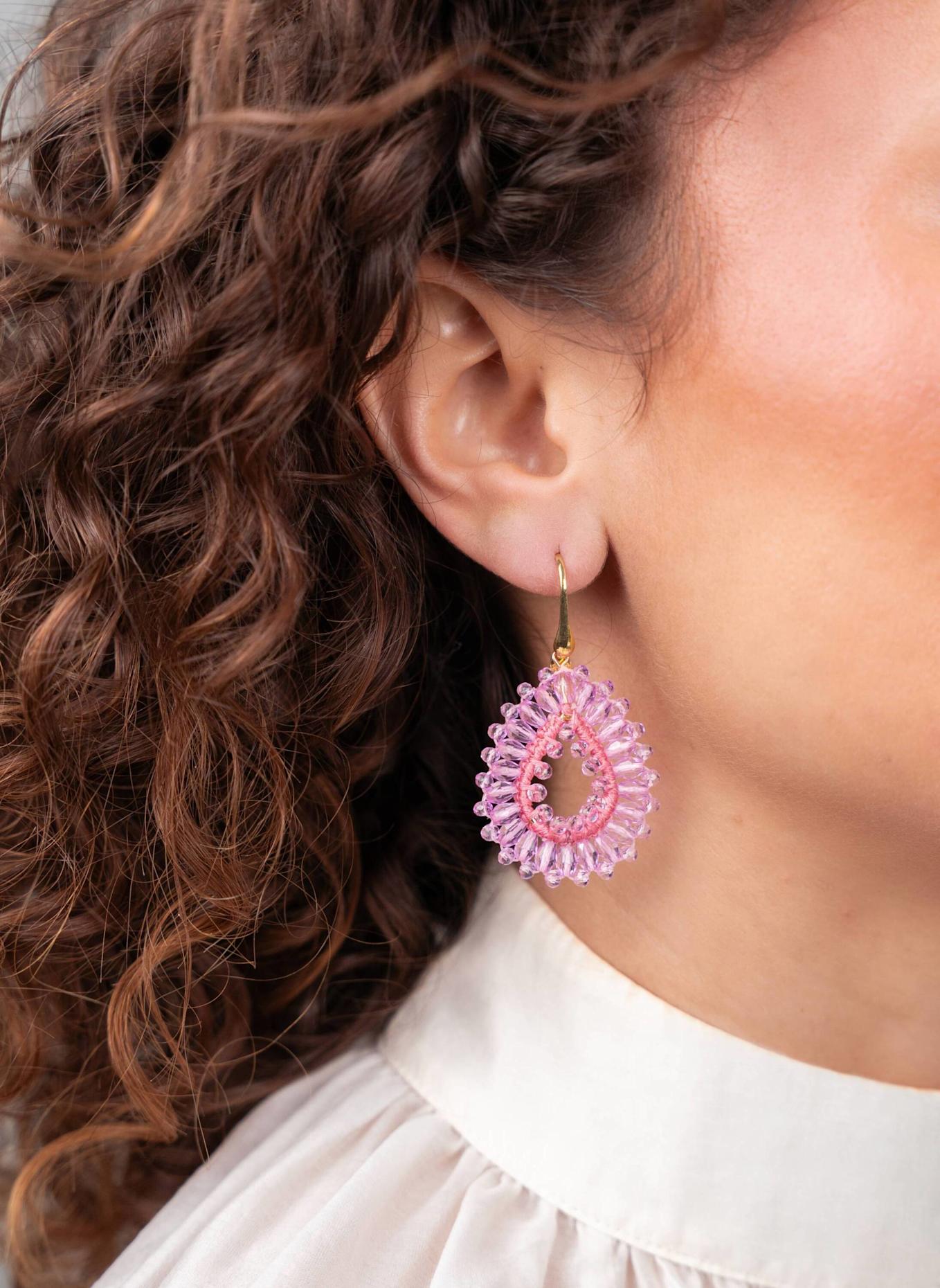 LOTT.gioielli Ohrhänger ROBIN DROP CRYSTAL SMALL BUBBLE PINK by GLAMBOU: GOLD