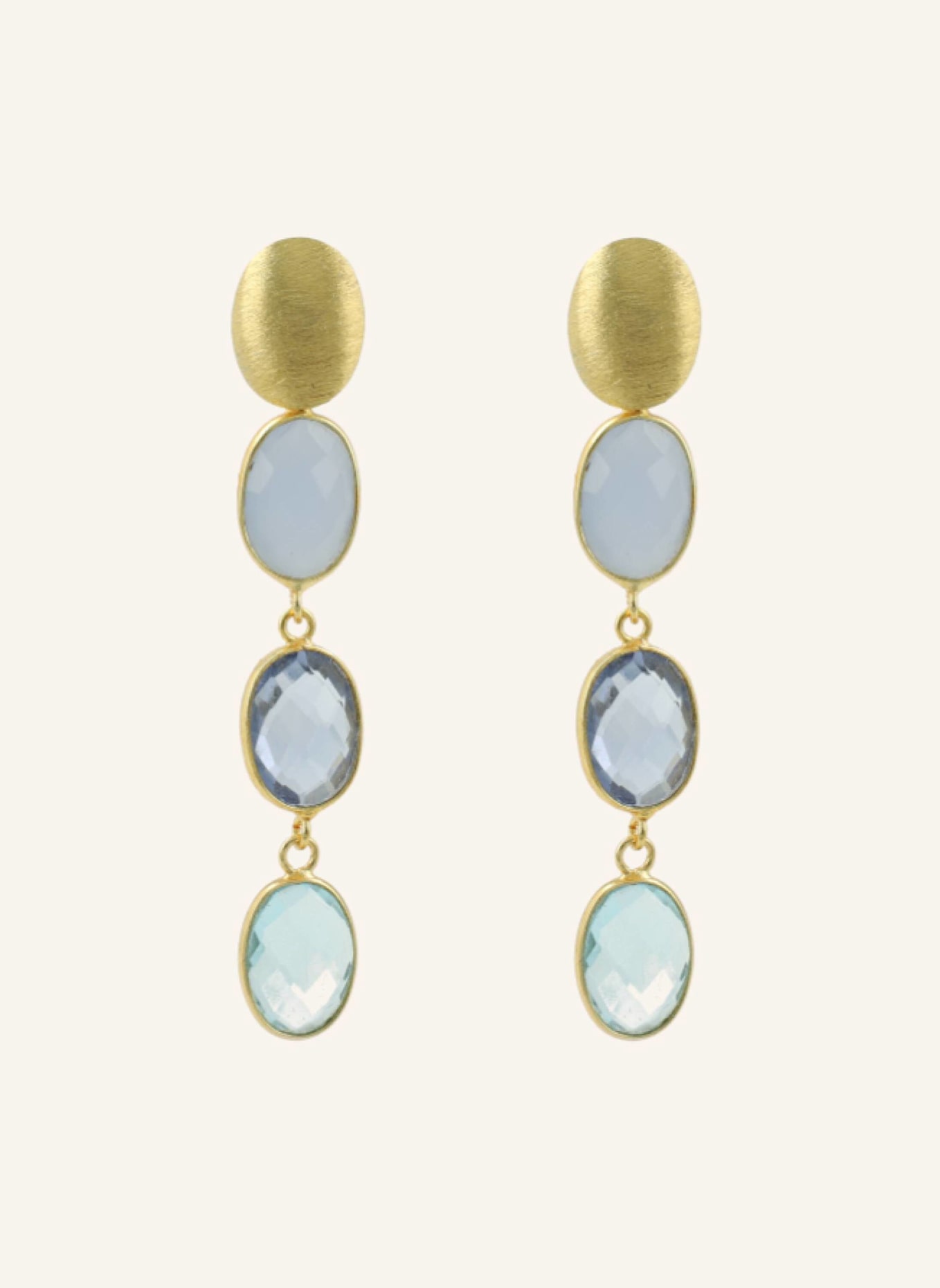 LOTT.gioielli Ohrhänger APRIL THREE FRAMED STONES BLUE by GLAMBOU: GOLD
