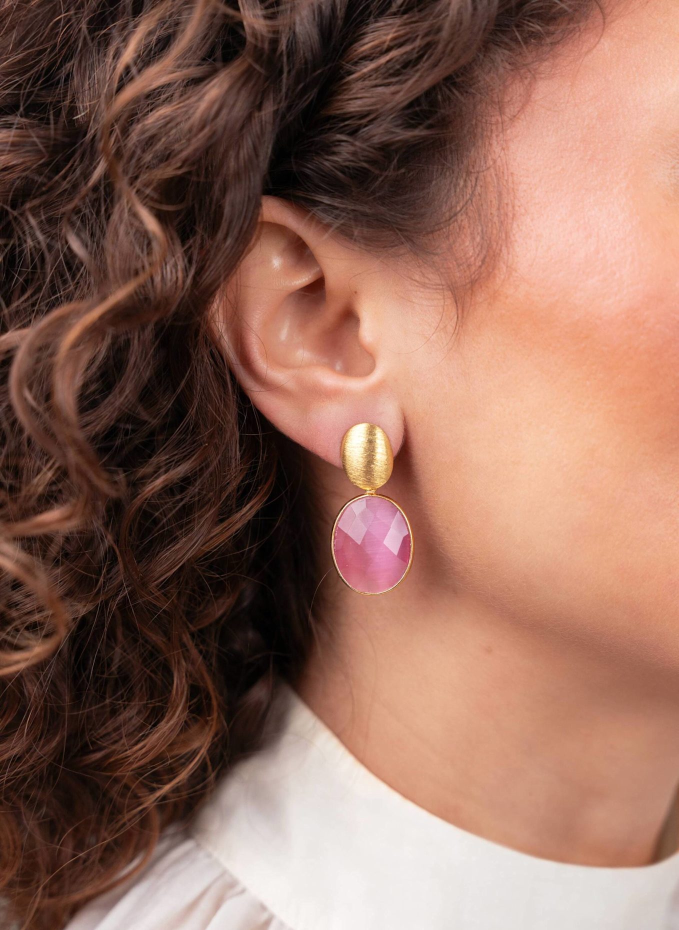 LOTT.gioielli Ohrhänger GIORGIA FRAMED OVAL S BERRY PINK by GLAMBOU: GOLD