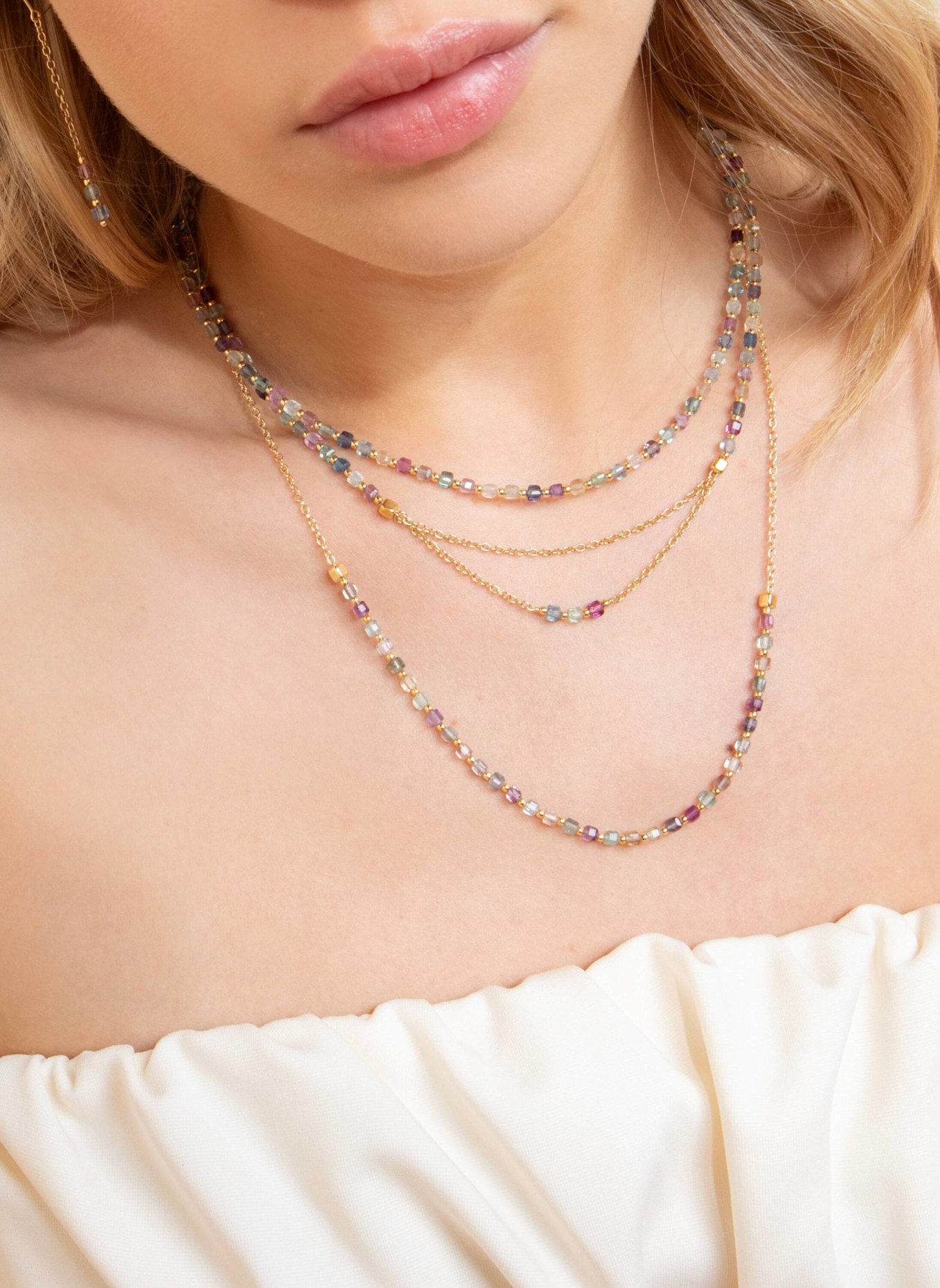 ALISIA Halsketten FLUORITE by GLAMBOU: GOLD