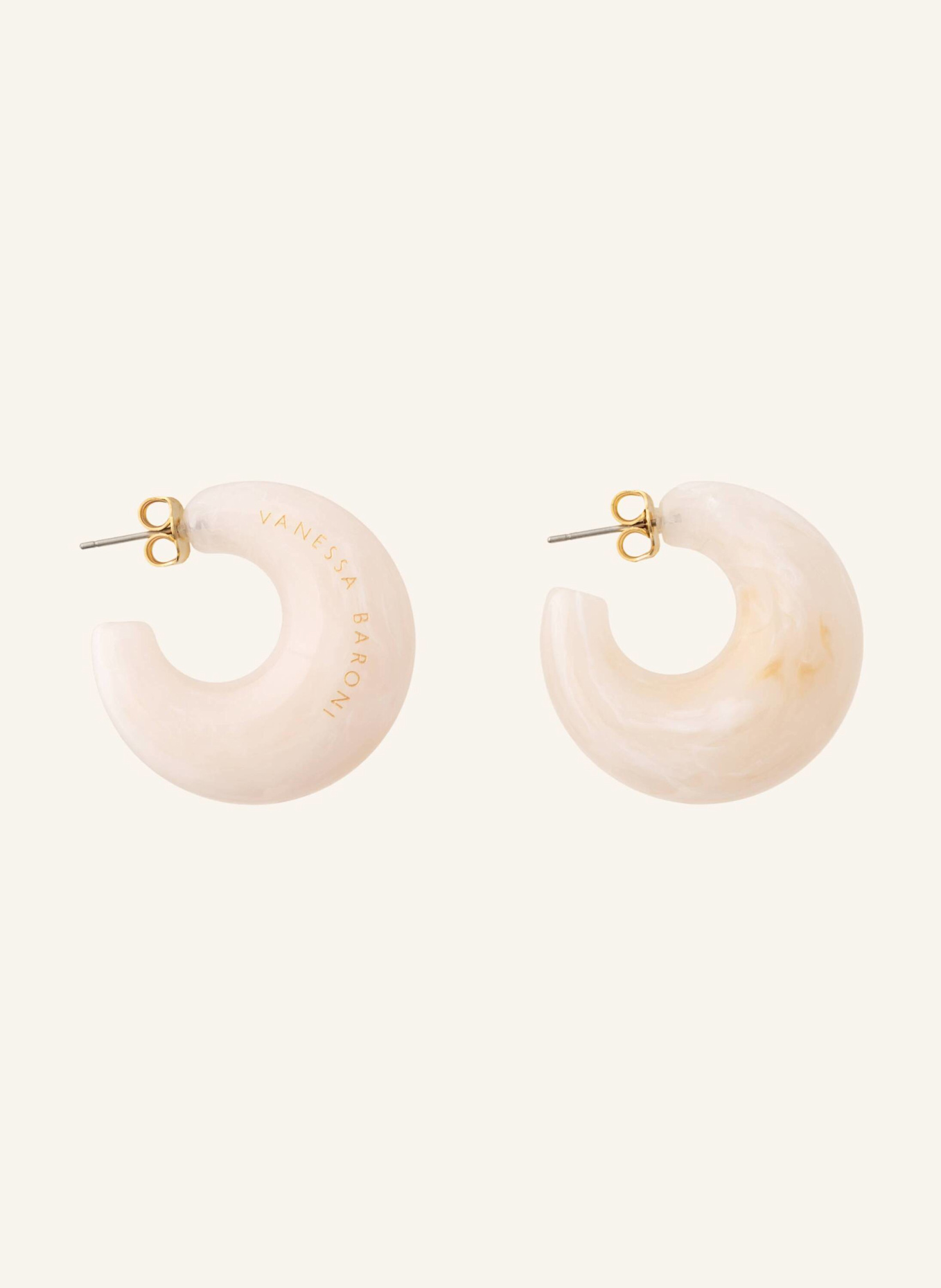 VANESSA BARONI Creolen MOON EARRING LATTE MARBLE by GLAMBOU: GOLD