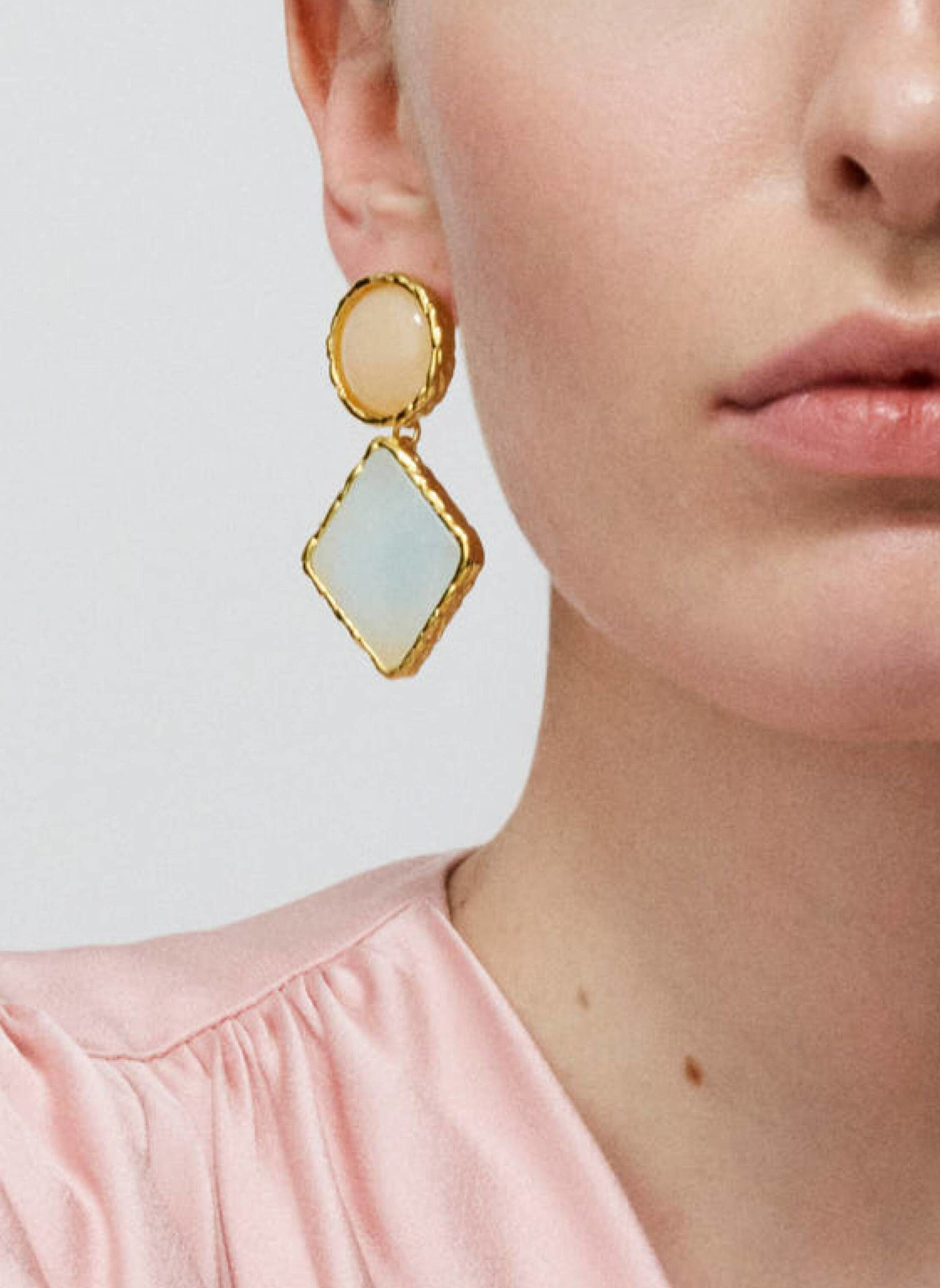 VANESSA BARONI Ohrhänger VINTAGE GEOMETRIC EARRING LATTE MARBLE CLOUD MARBLE by GLAMBOU: GOLD