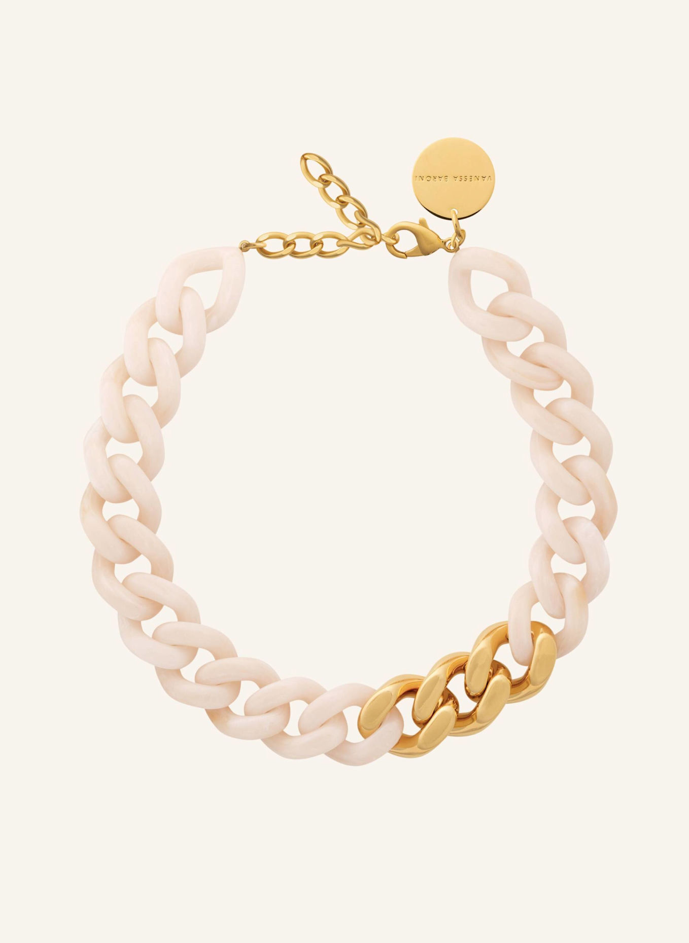 VANESSA BARONI Halsketten FLAT CHAIN NECKLACE WITH GOLD LATTE MARBLE by GLAMBOU: GOLD