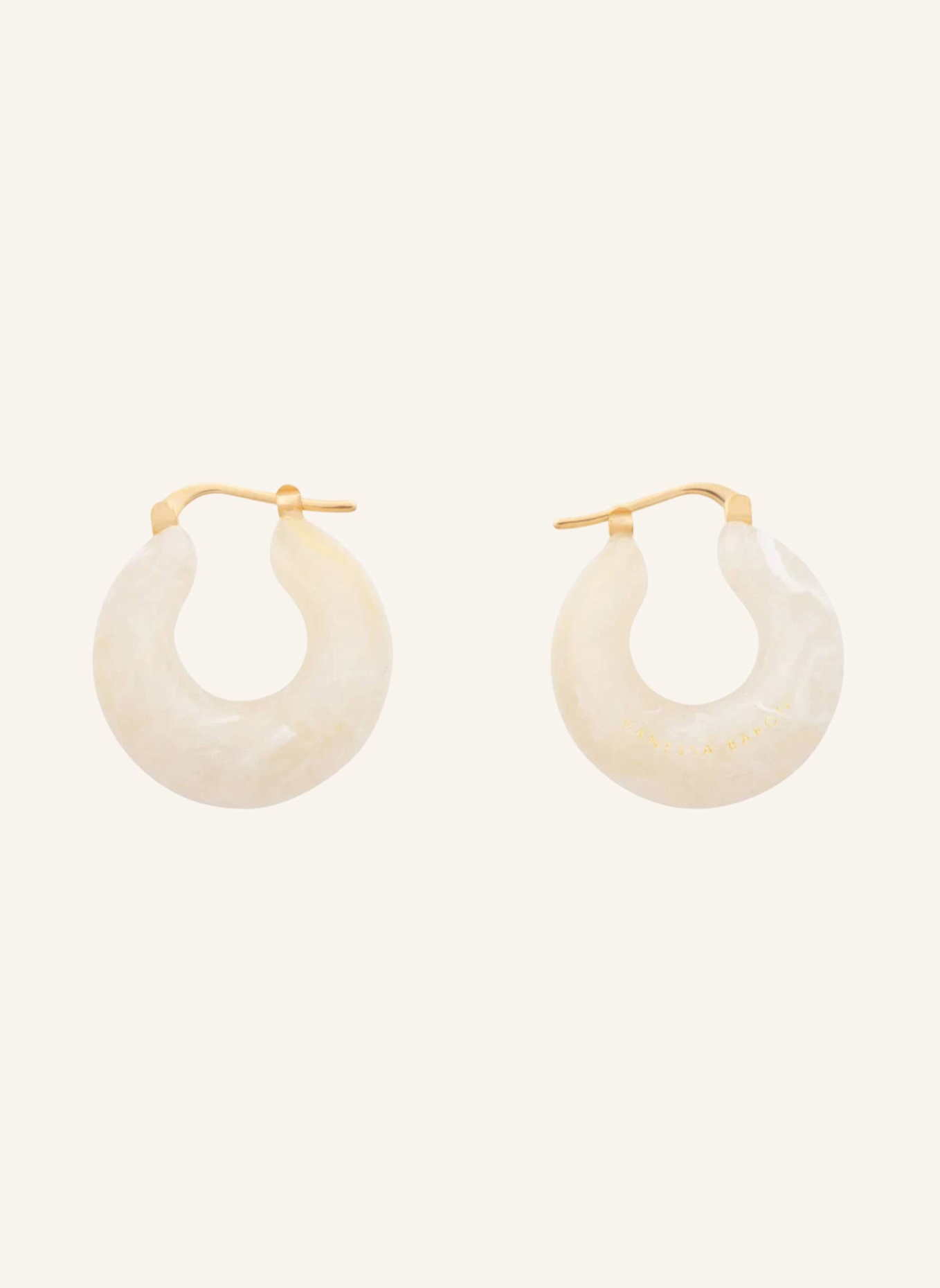 VANESSA BARONI Creolen CIRCLET EARRING PEARL MARBLE by GLAMBOU: GOLD