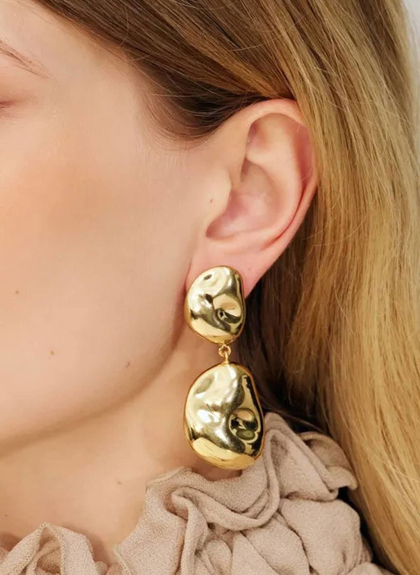 VANESSA BARONI Ohrhänger DOUBLE NUGGET EARRING GOLD by GLAMBOU: GOLD