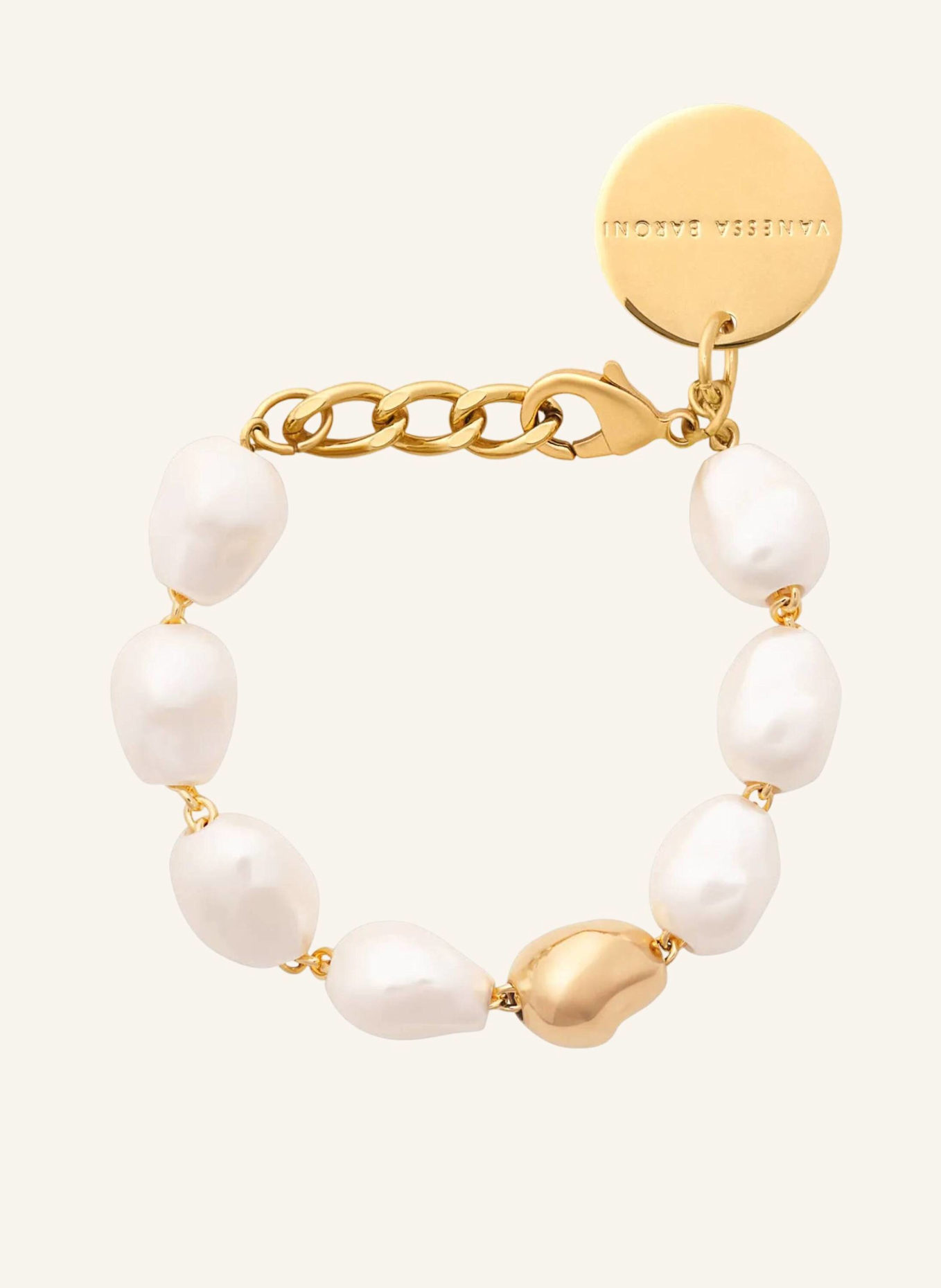 VANESSA BARONI Armbänder ORGANIC PEARL BRACELET WITH GOLD PEARL by GLAMBOU: GOLD