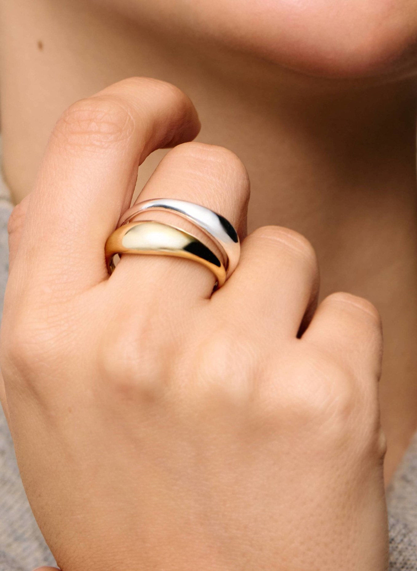 Pompidou Ringe CHUBBY TWO TONE IN ONE by GLAMBOU: GOLD