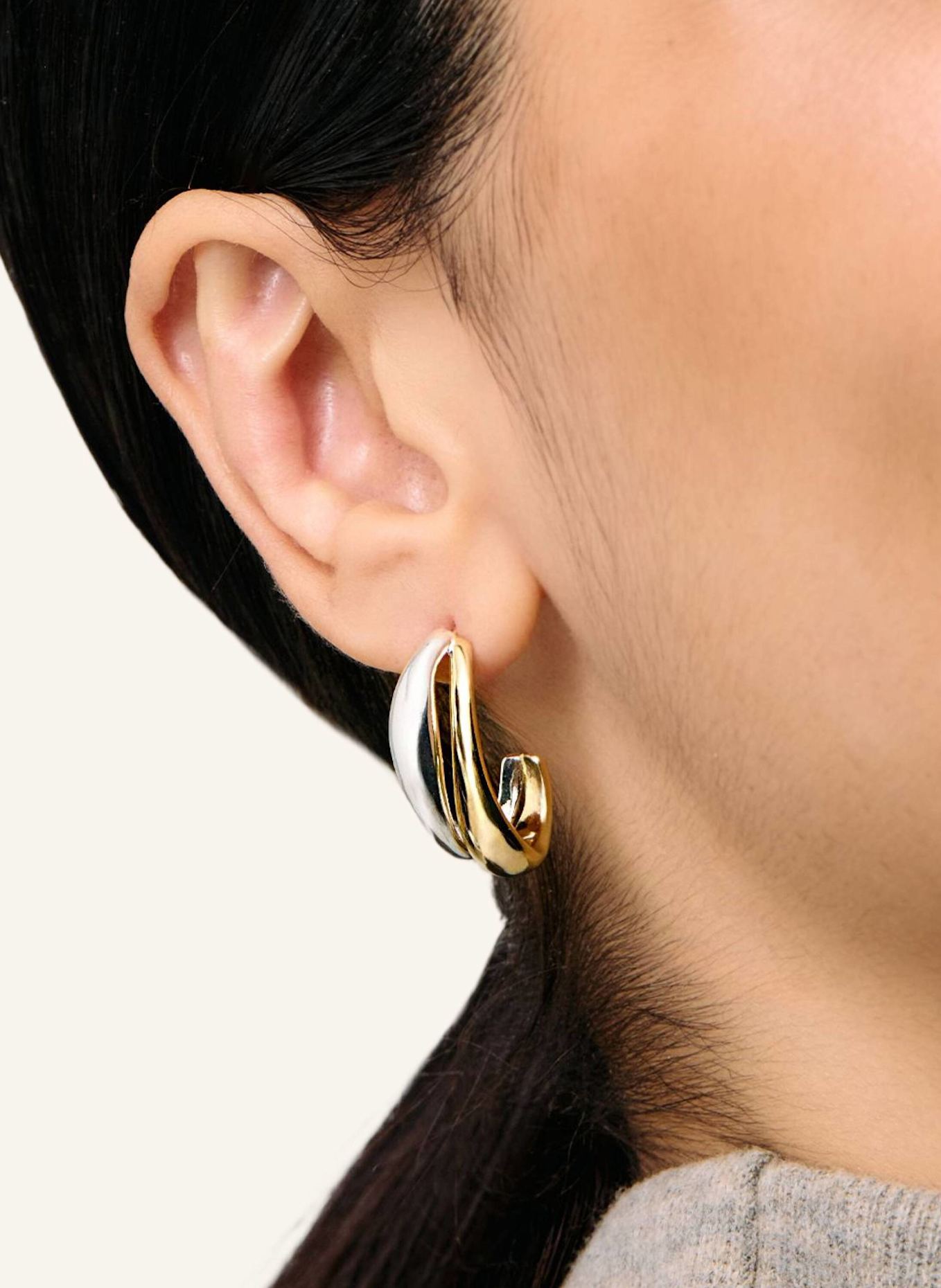 Pompidou Ohrringe CHUBBY DUO TWO TONE HOOPS by GLAMBOU: GOLD