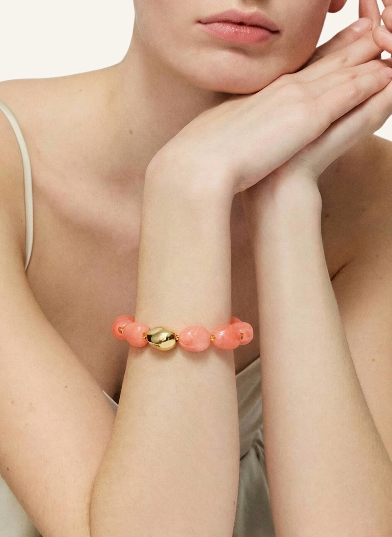 VANESSA BARONI Armbänder ORGANIC PEARL BRACELET WITH GOLD WATERMELON MARBLE by GLAMBOU: GOLD
