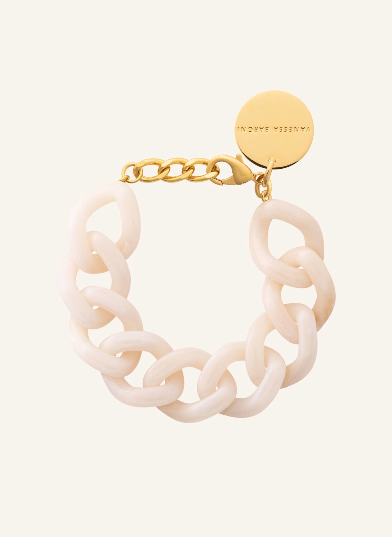 VANESSA BARONI Armbänder FLAT CHAIN BRACELET LATTE MARBLE by GLAMBOU: GOLD