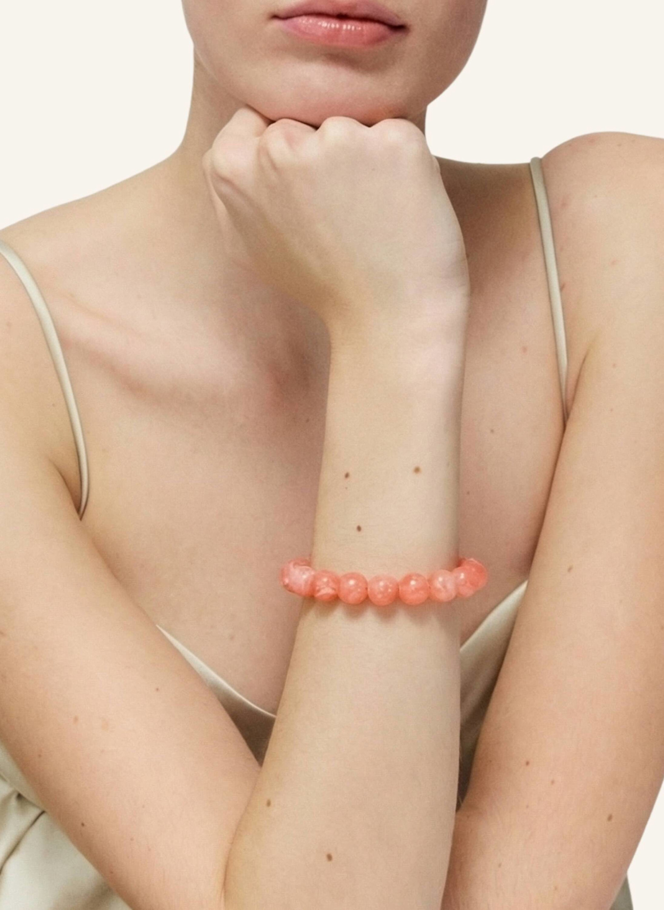 VANESSA BARONI Armbänder MINI BEADS FLEX BRACELET WATERMELON MARBLE by GLAMBOU: GOLD