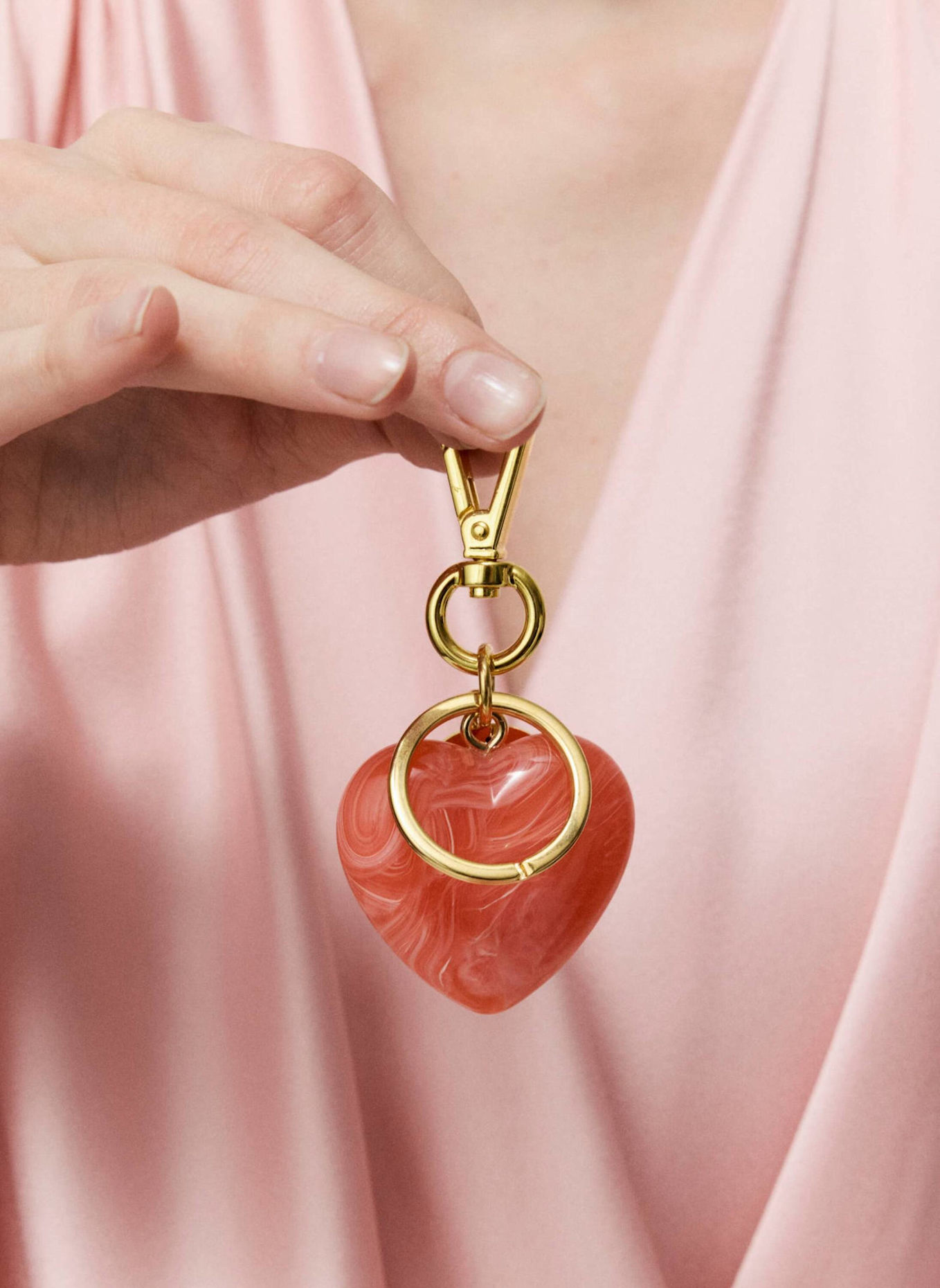VANESSA BARONI Anhänger HEART KEY CHAIN CHARM WATERMELON MARBLE by GLAMBOU: GOLD