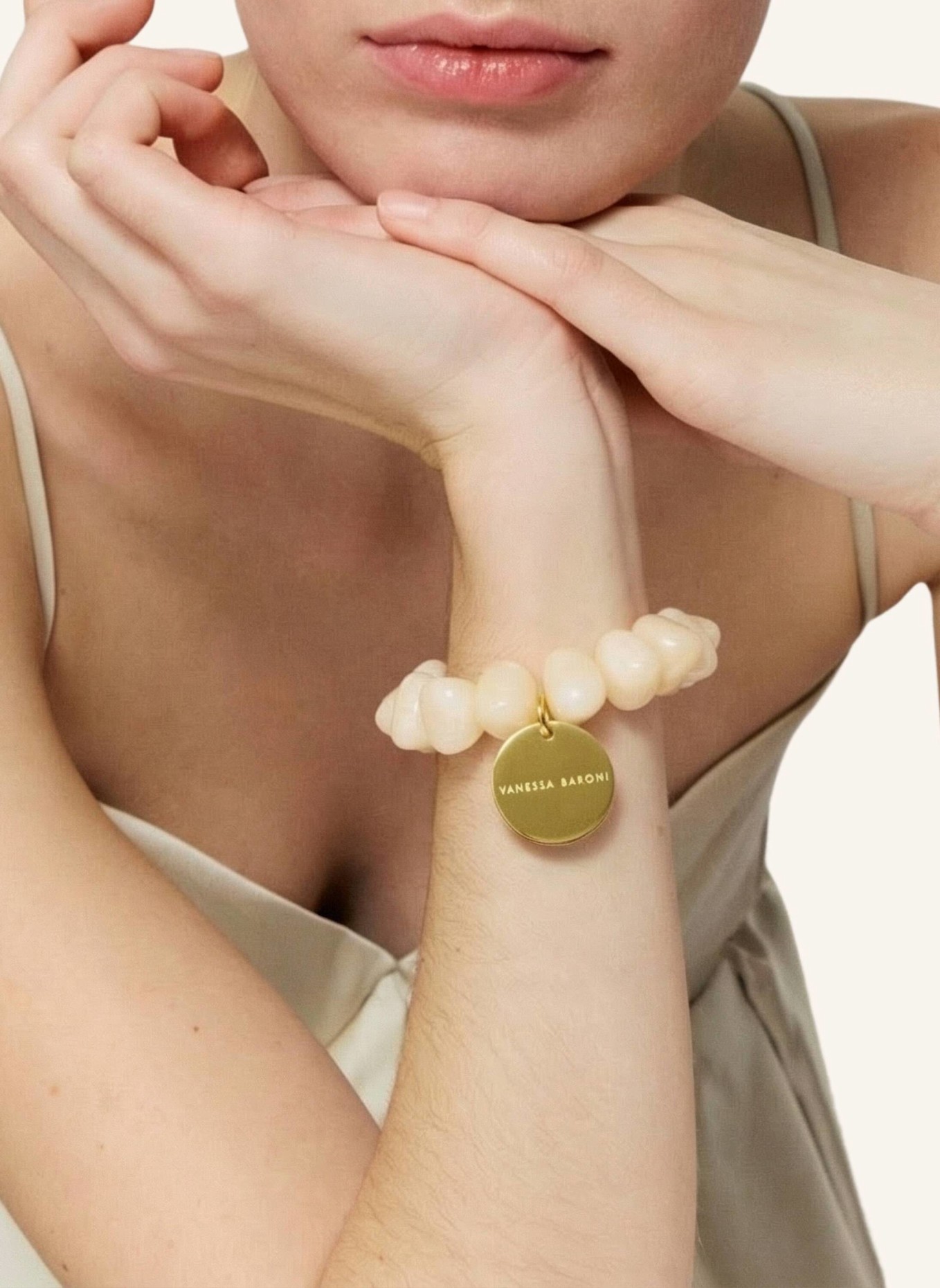 VANESSA BARONI Armband STONE FLEX BRACELET LATTE MARBLE by GLAMBOU: GOLD