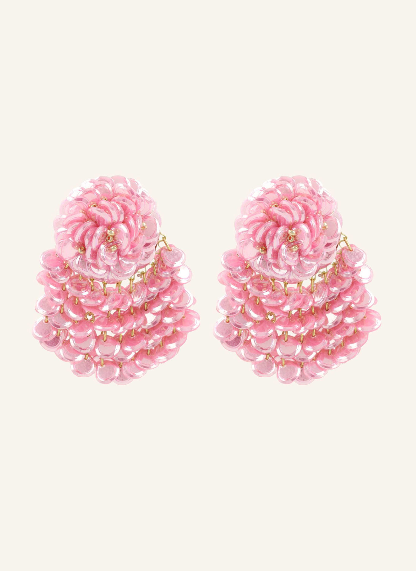 LOTT.gioielli Ohrhänger MELODY CE SQ SEQUIN FAN SHAPED FLOWER L SOFT PINK by GLAMBOU: GOLD