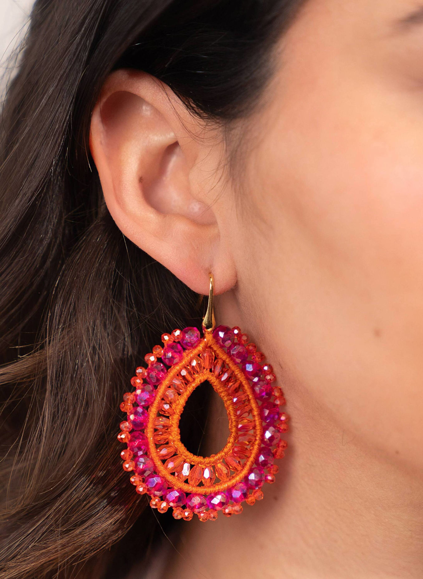 LOTT.gioielli Ohrhänger VOS CE SI OPEN DROP S IRR. STONES ORANGE/FUCHSIA #01-MG by GLAMBOU: GOLD