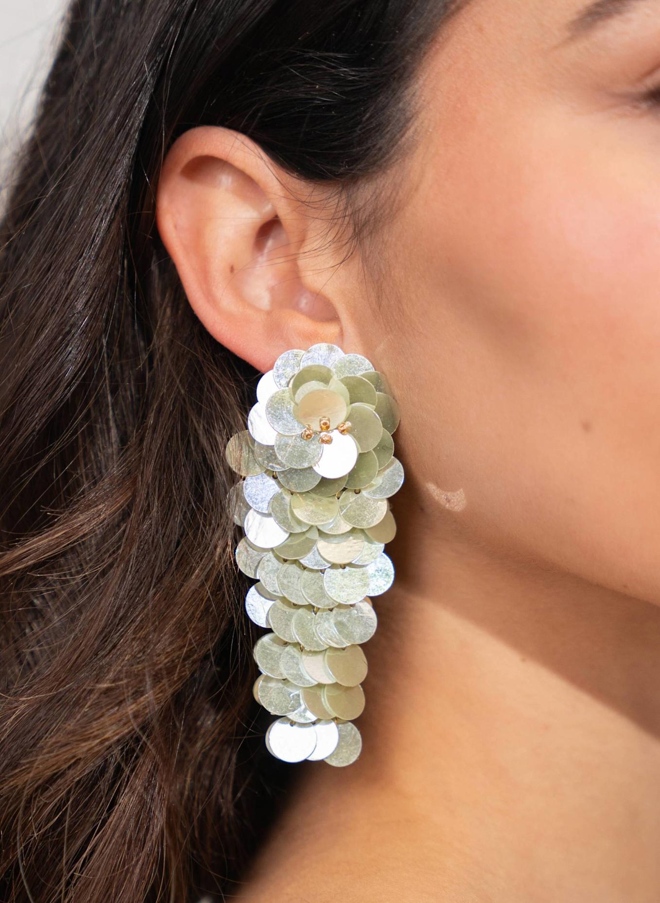 LOTT.gioielli Ohrhänger LINDE CE SQ SEQUIN WATERFALL L PISTACHE MINT by GLAMBOU: GOLD