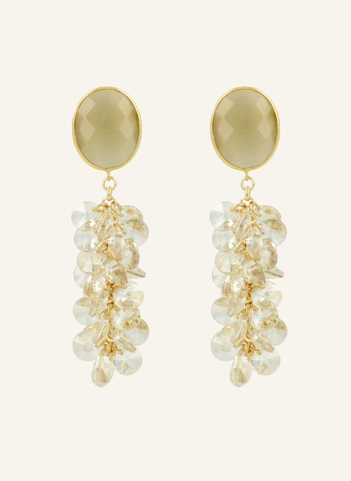 LOTT.gioielli Ohrhänger LONNEKE CE GB CLUSTER OF THICK SEQUINS WARM BEIGE by GLAMBOU: GOLD