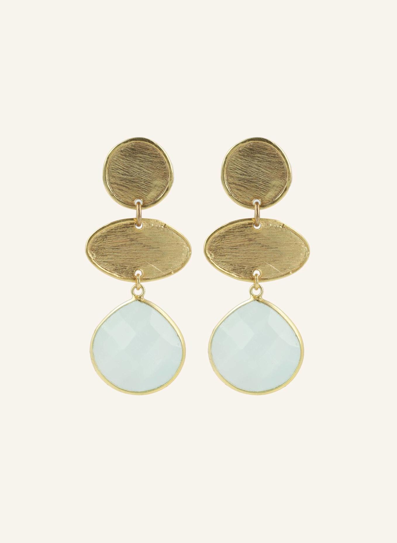 LOTT.gioielli Ohrhänger CAMILA CE QU TRIPLE ELEMENT WITH DROP M LIGHT AQUA by GLAMBOU: GOLD