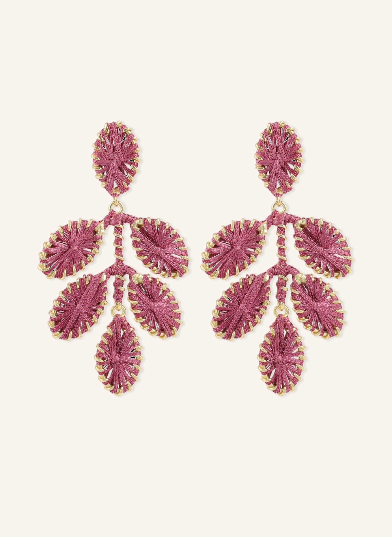 LOTT.gioielli Ohrhänger BEATRICE CE SI FLOWER LEAFS EARRING M DARK FUCHSIA by GLAMBOU: GOLD