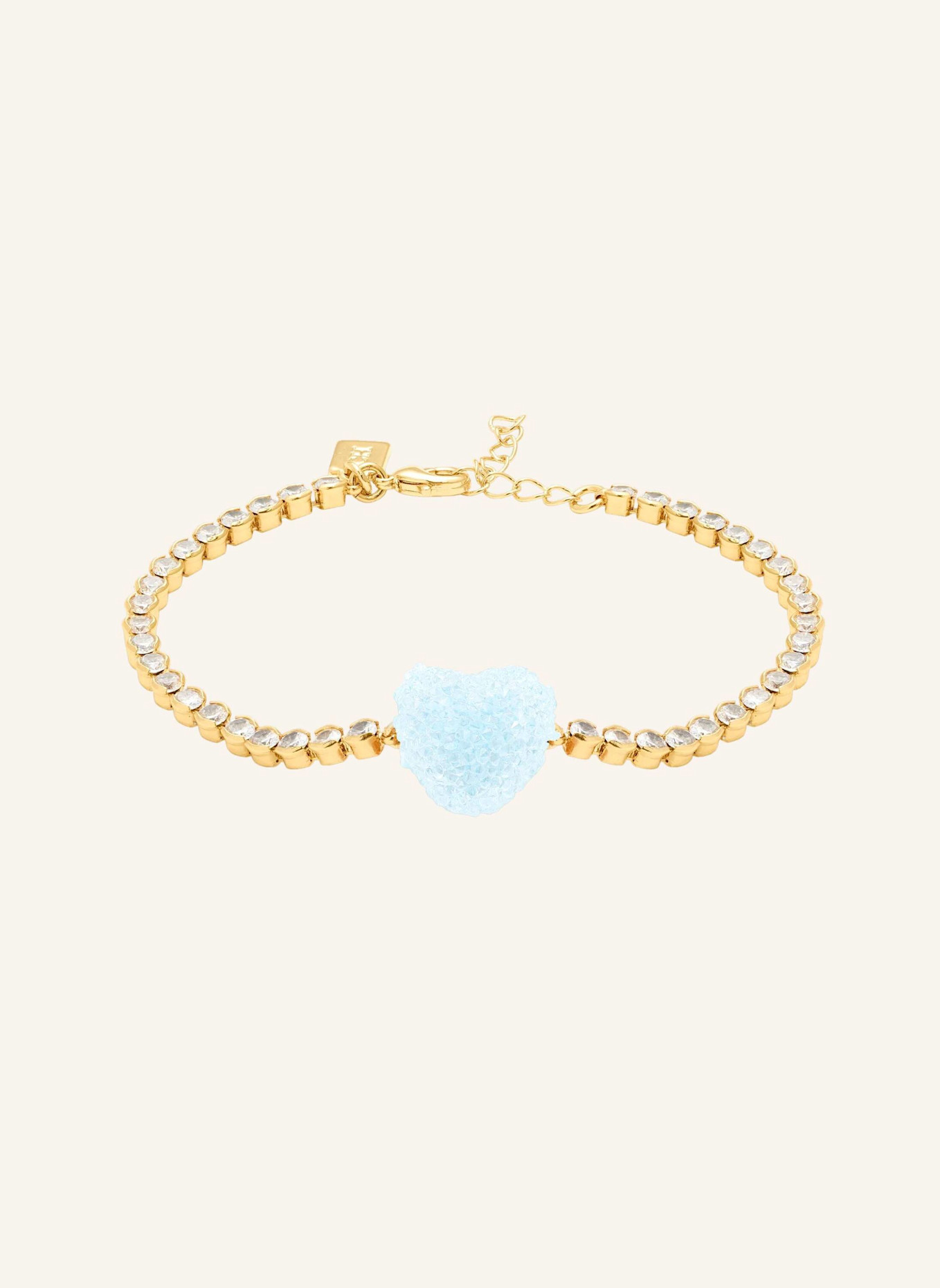 CRYSTAL HAZE Armbänder JELLY HEART TENNIS BRACELET BABY BLUE by GLAMBOU: GOLD