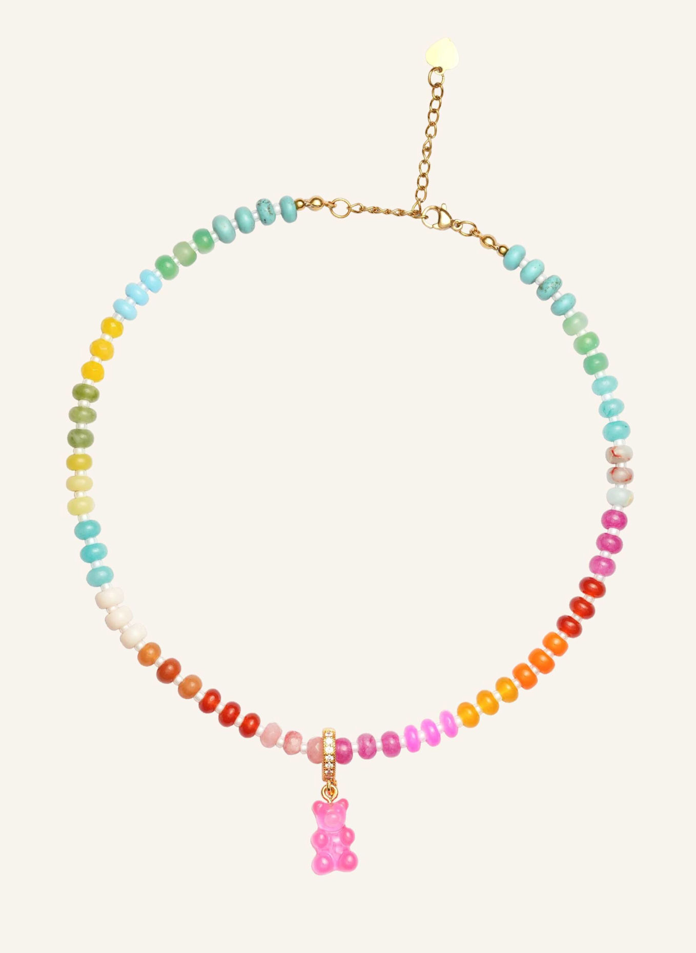 CRYSTAL HAZE Halsketten TROPICAL NOSTALGIA BEAR NECKLACE PINK by GLAMBOU: GOLD