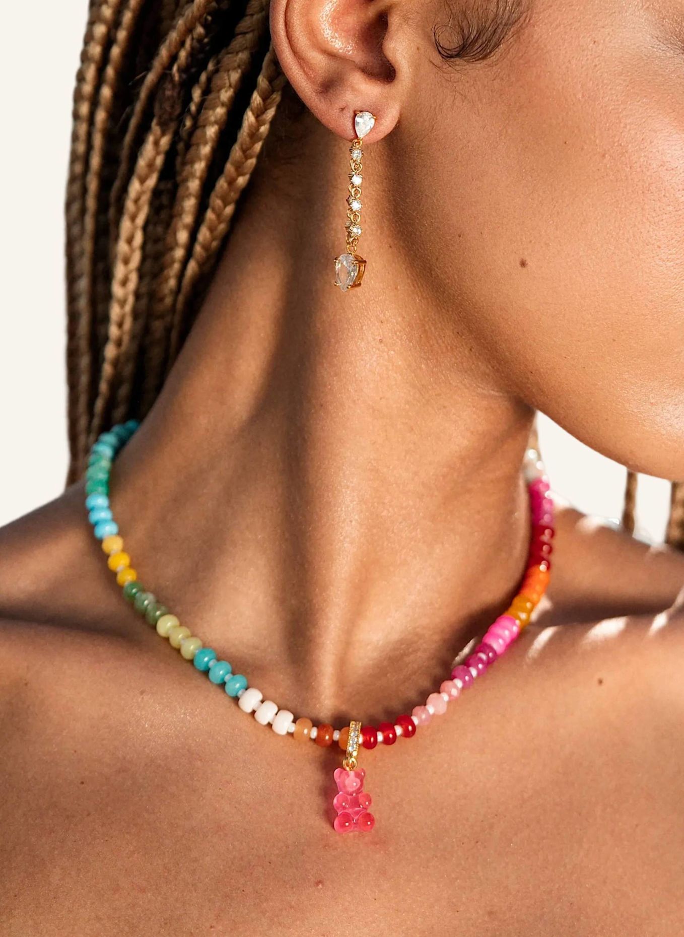 CRYSTAL HAZE Halsketten TROPICAL NOSTALGIA BEAR NECKLACE PINK by GLAMBOU: GOLD
