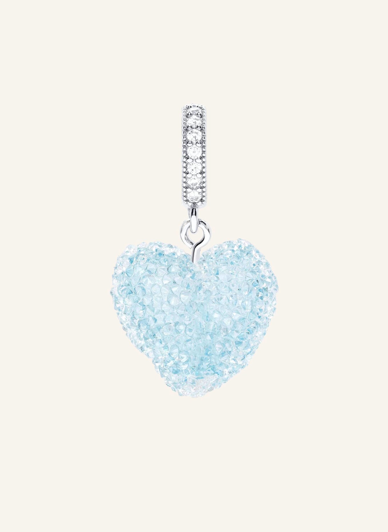 CRYSTAL HAZE Anhänger JELLY HEART PAVE CONNECTOR BABY BLUE by GLAMBOU: SILBER