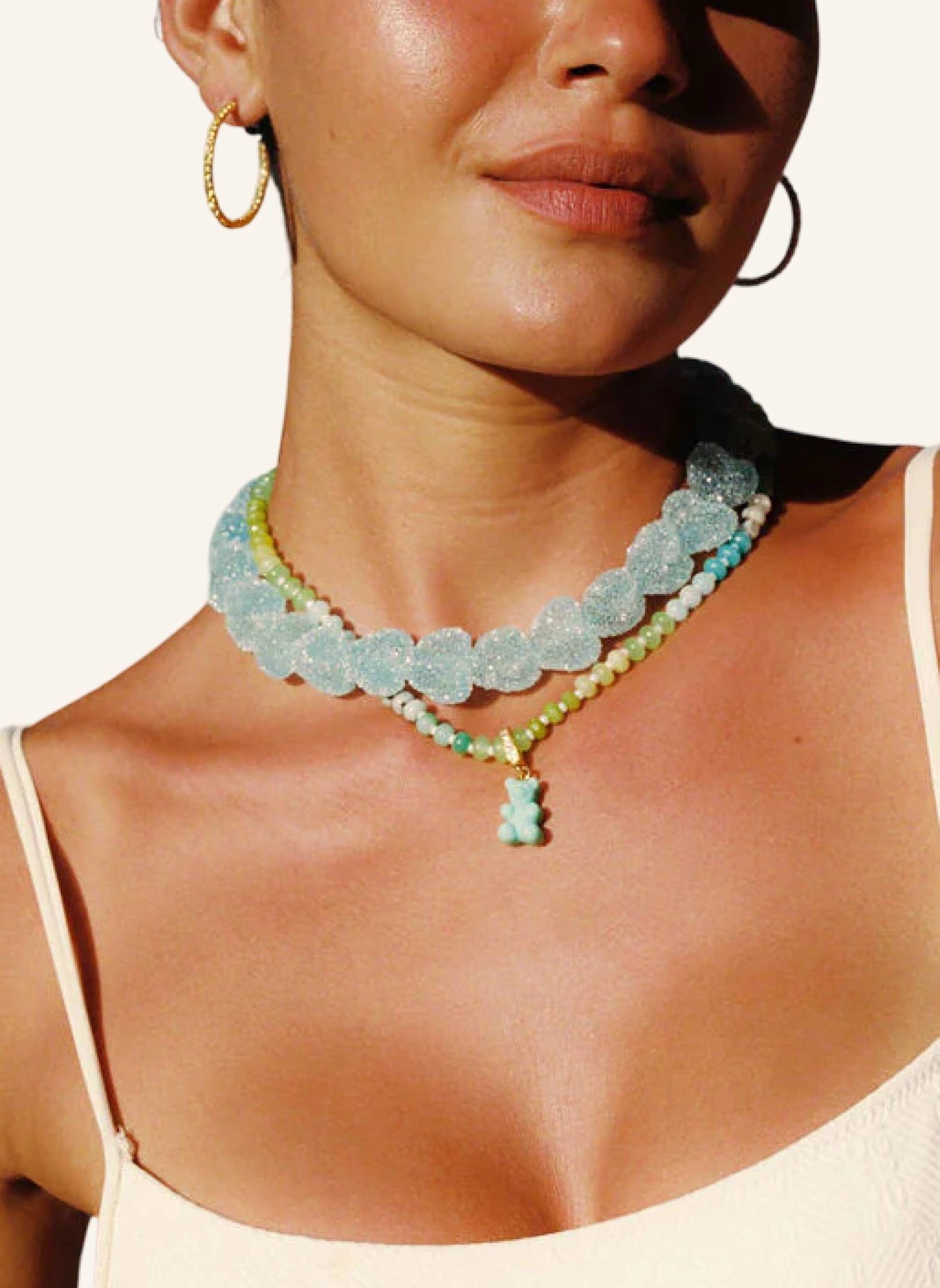 CRYSTAL HAZE Halsketten TROPICAL NOSTALGIA BEAR NECKLACE BLUE by GLAMBOU: GOLD