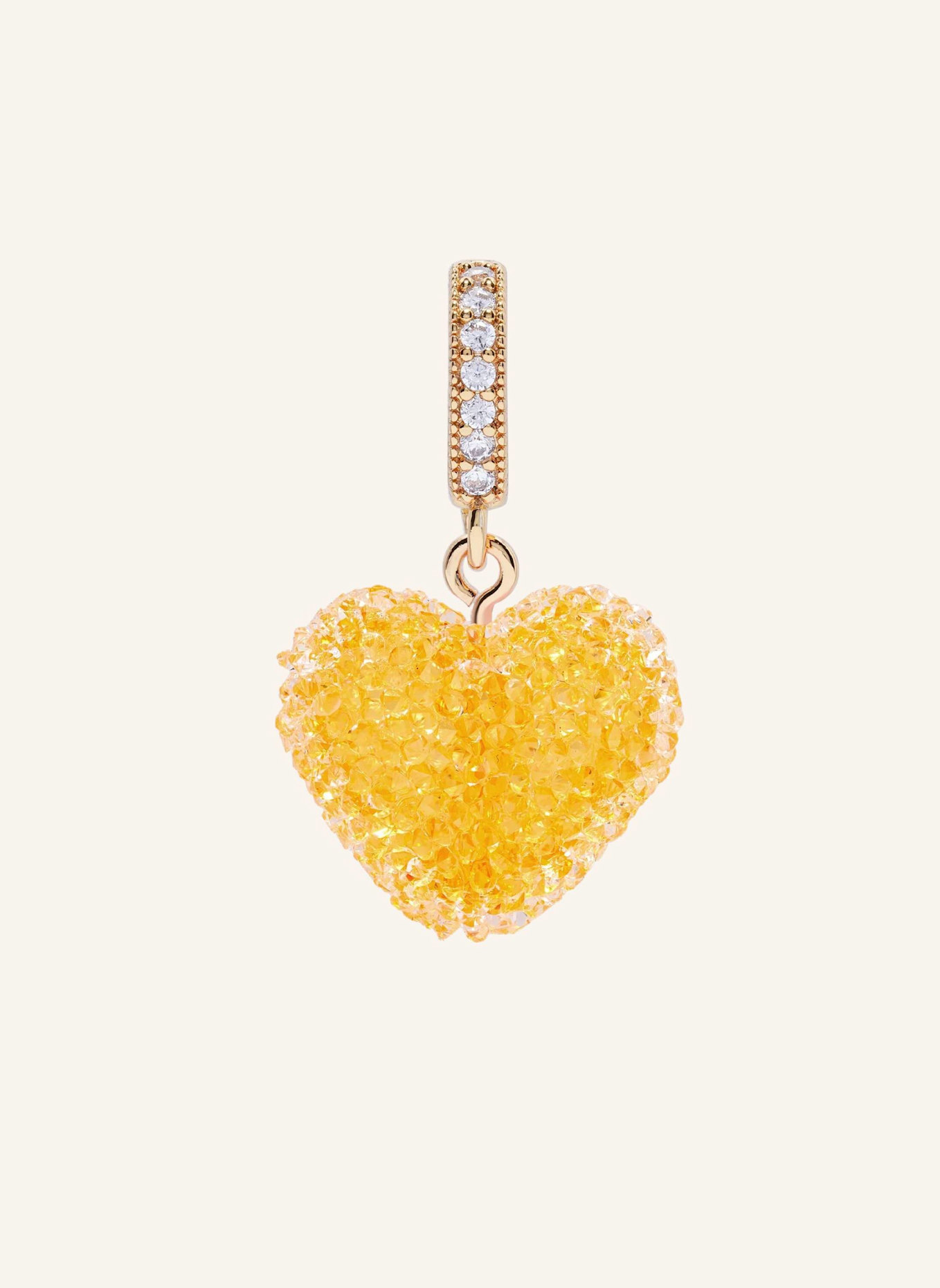 CRYSTAL HAZE Anhänger JELLY HEART PAVE CONNECTOR SUNSHINE ORANGE by GLAMBOU: GOLD