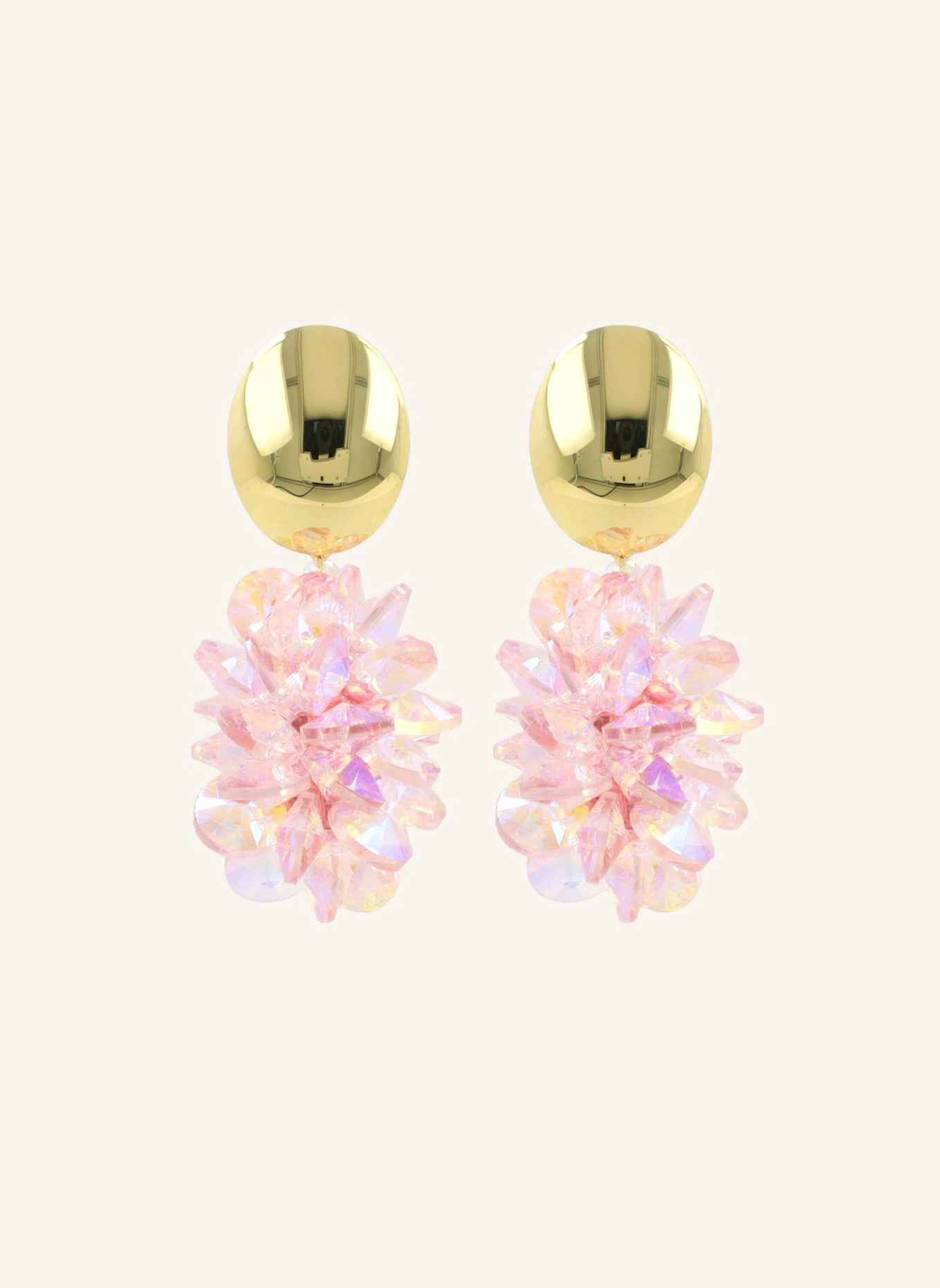 LOTT.gioielli Ohrhänger SOLEA CE GB THICK OVAL CRYSTAL SEQUINS PINK HOLO #107-MG by GLAMBOU: GOLD