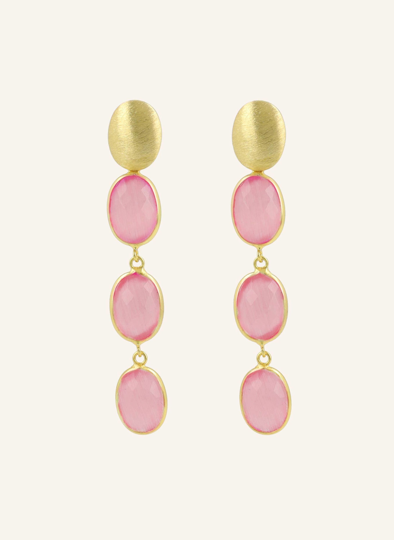 LOTT.gioielli Ohrhänger APRIL CE QU THREE FRAMED STONES SUNSET PINK #108-MBG by GLAMBOU: GOLD