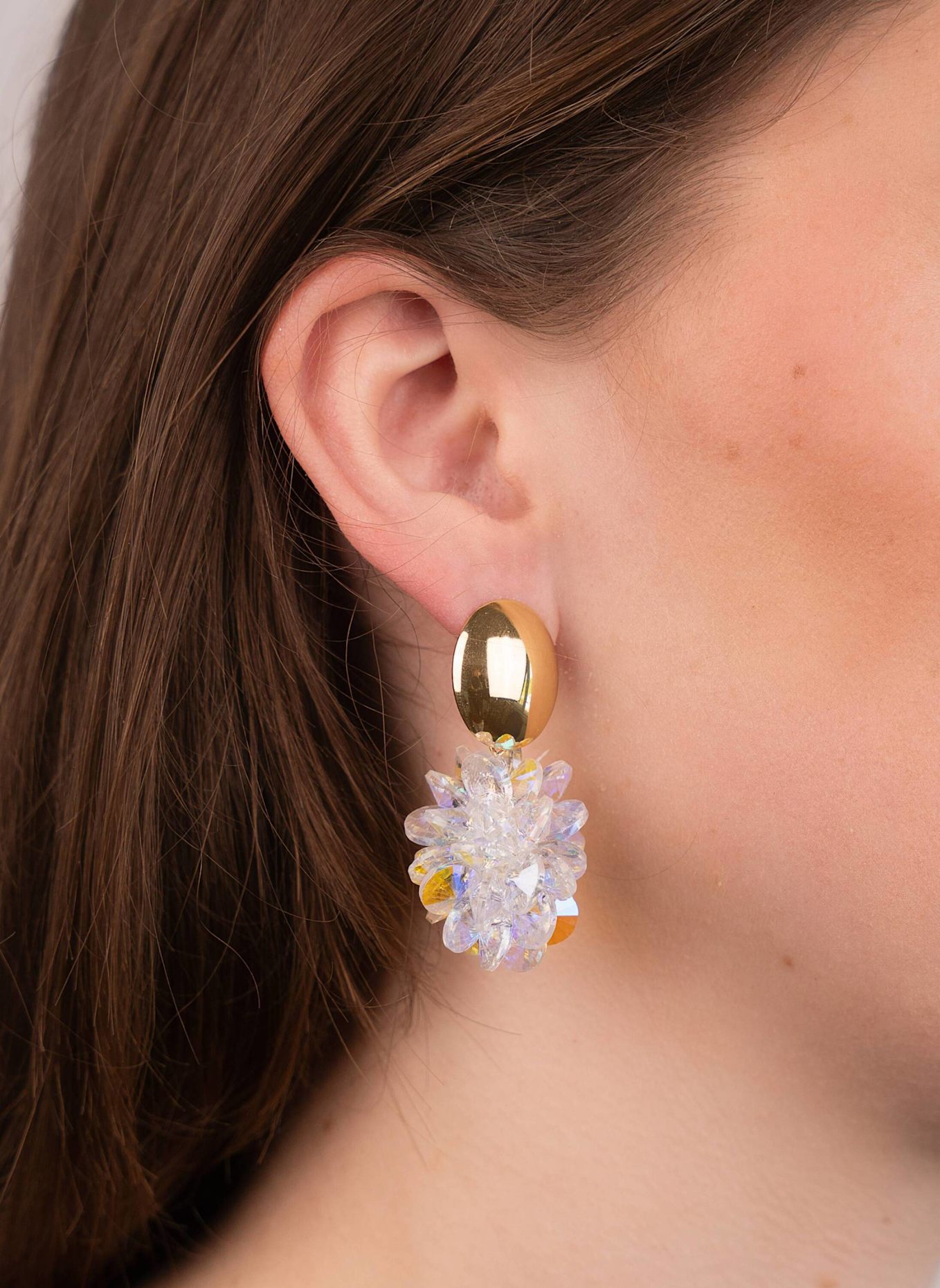LOTT.gioielli Ohrhänger SOLEA THICK OVAL CRYSTAL SEQUINS HOLO POLISHED SILVER PIN by GLAMBOU: SILBER