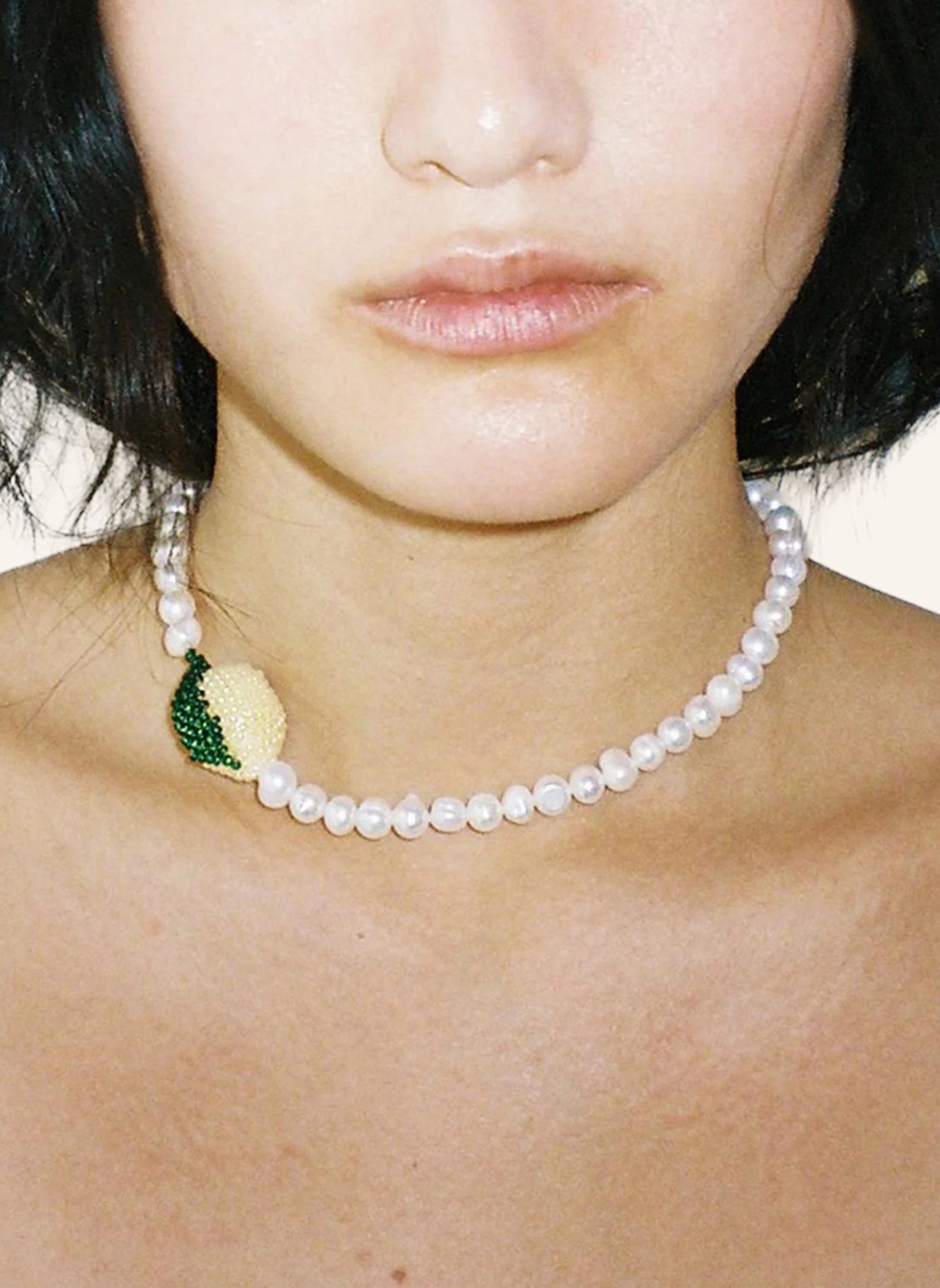 pura utz Halsketten PEARL LEMON NECKLACE by GLAMBOU: SILBER